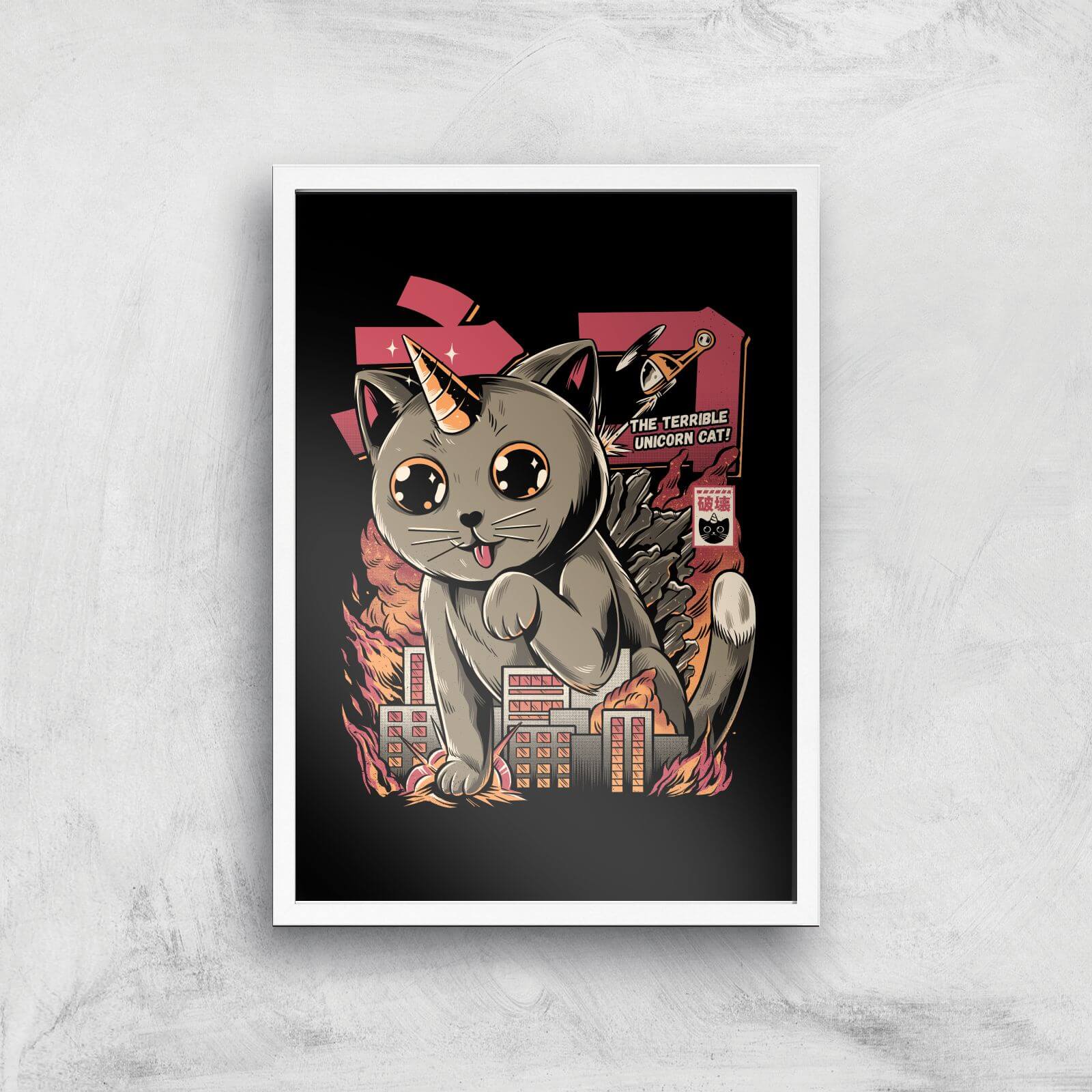 Ilustrata Catzilla Giclee Art Print - A2 - White Frame