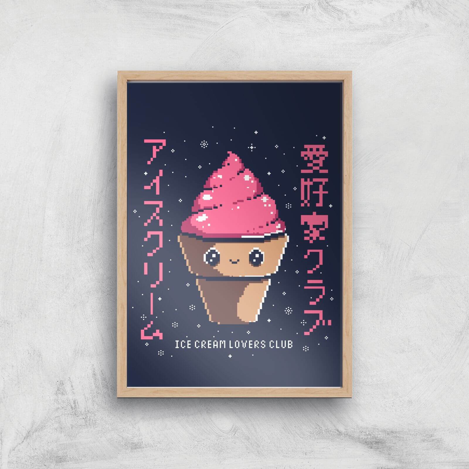 Ilustrata Ice Cream Lovers Club Giclee Art Print - A4 - Wooden Frame