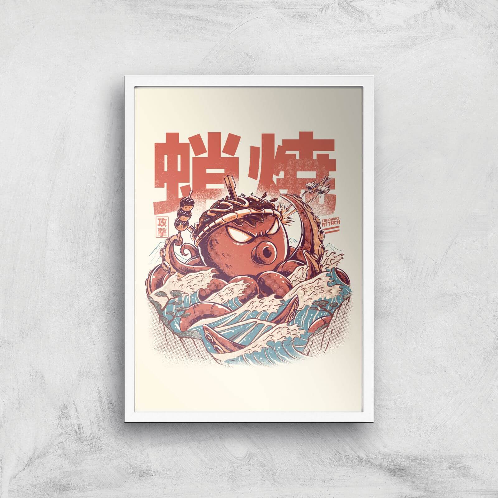 Ilustrata Takyaky Attack Giclee Art Print - A2 - White Frame