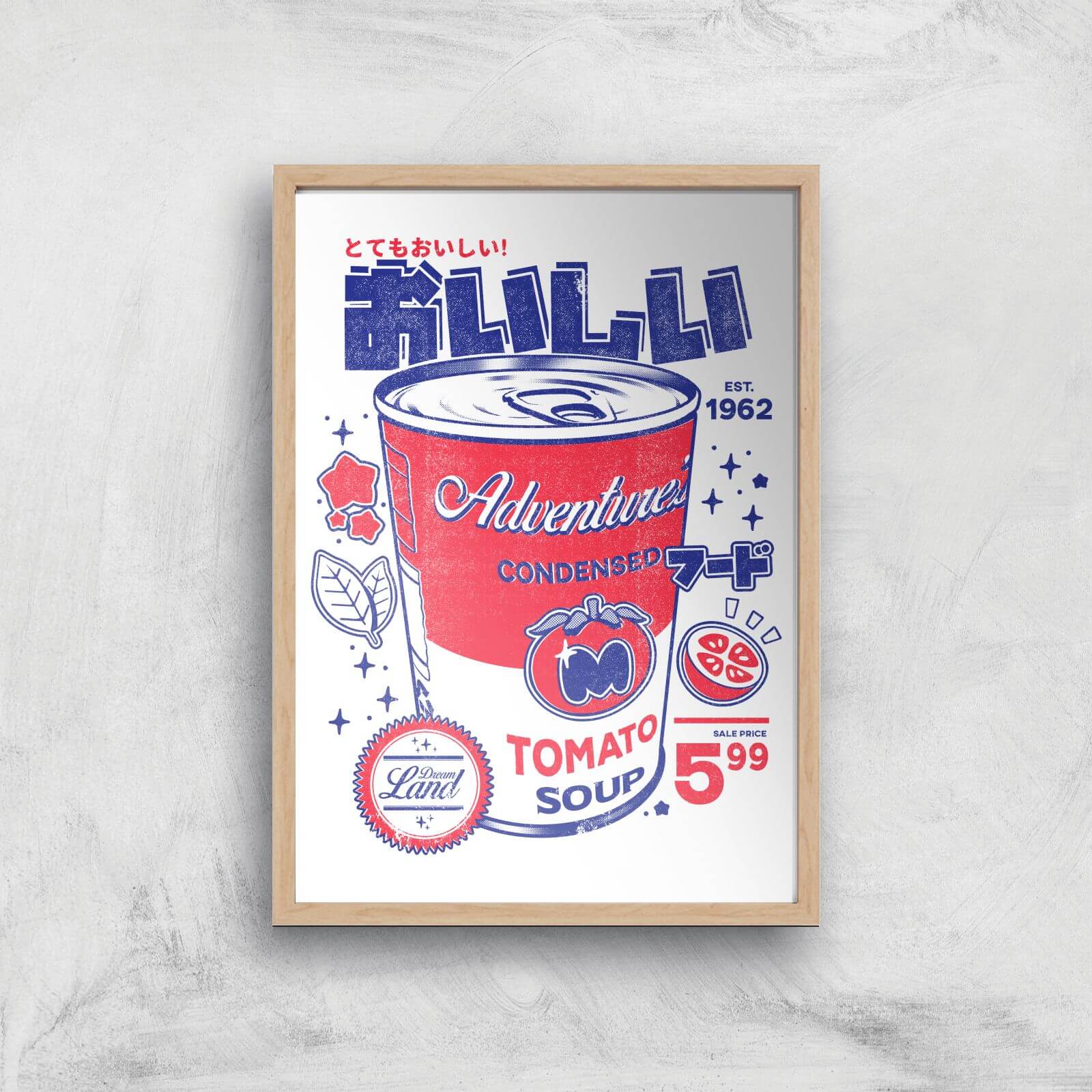 Ilustrata Smashed Tomato Soup Giclee Art Print - A2 - Wooden Frame