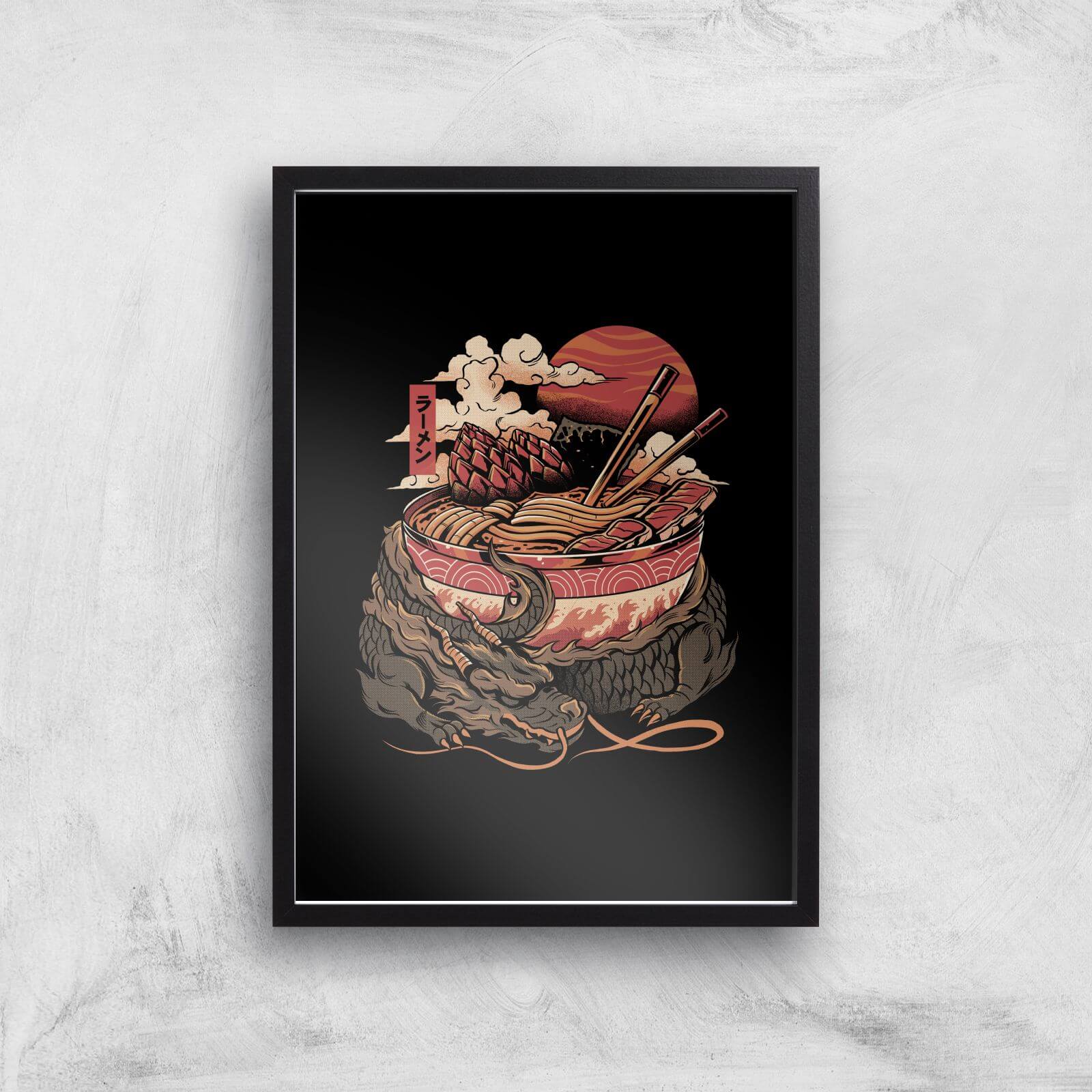 Ilustrata Dragon's Ramen Giclee Art Print - A3 - Black Frame