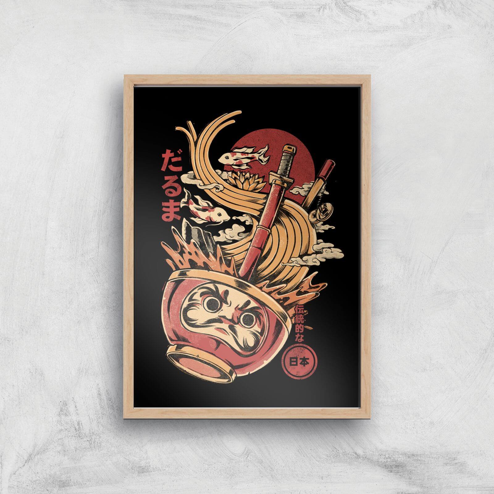 Ilustrata Daruma Giclee Art Print - A4 - Wooden Frame