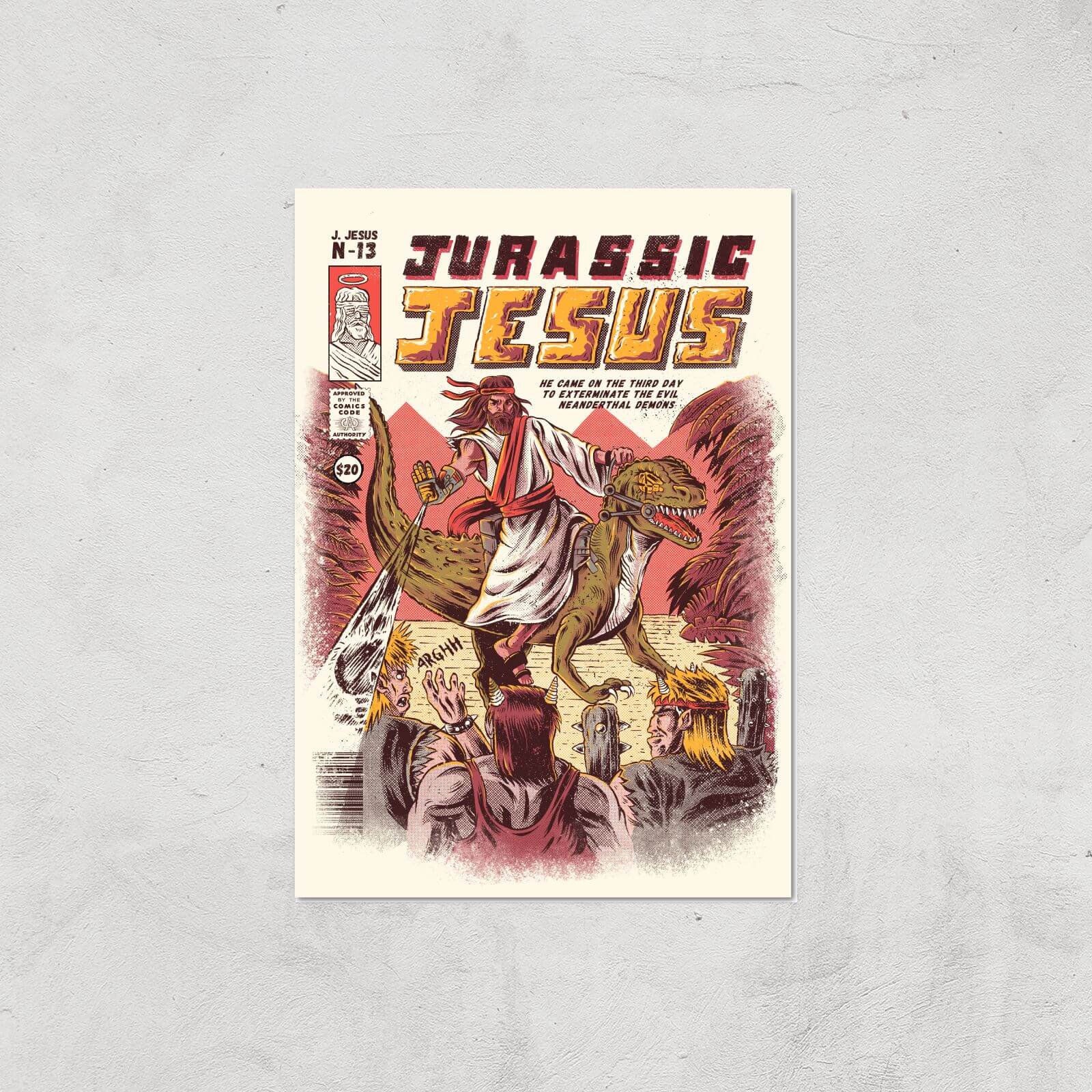 Ilustrata Jurassic Jesus Giclee Art Print - A4 - Print Only