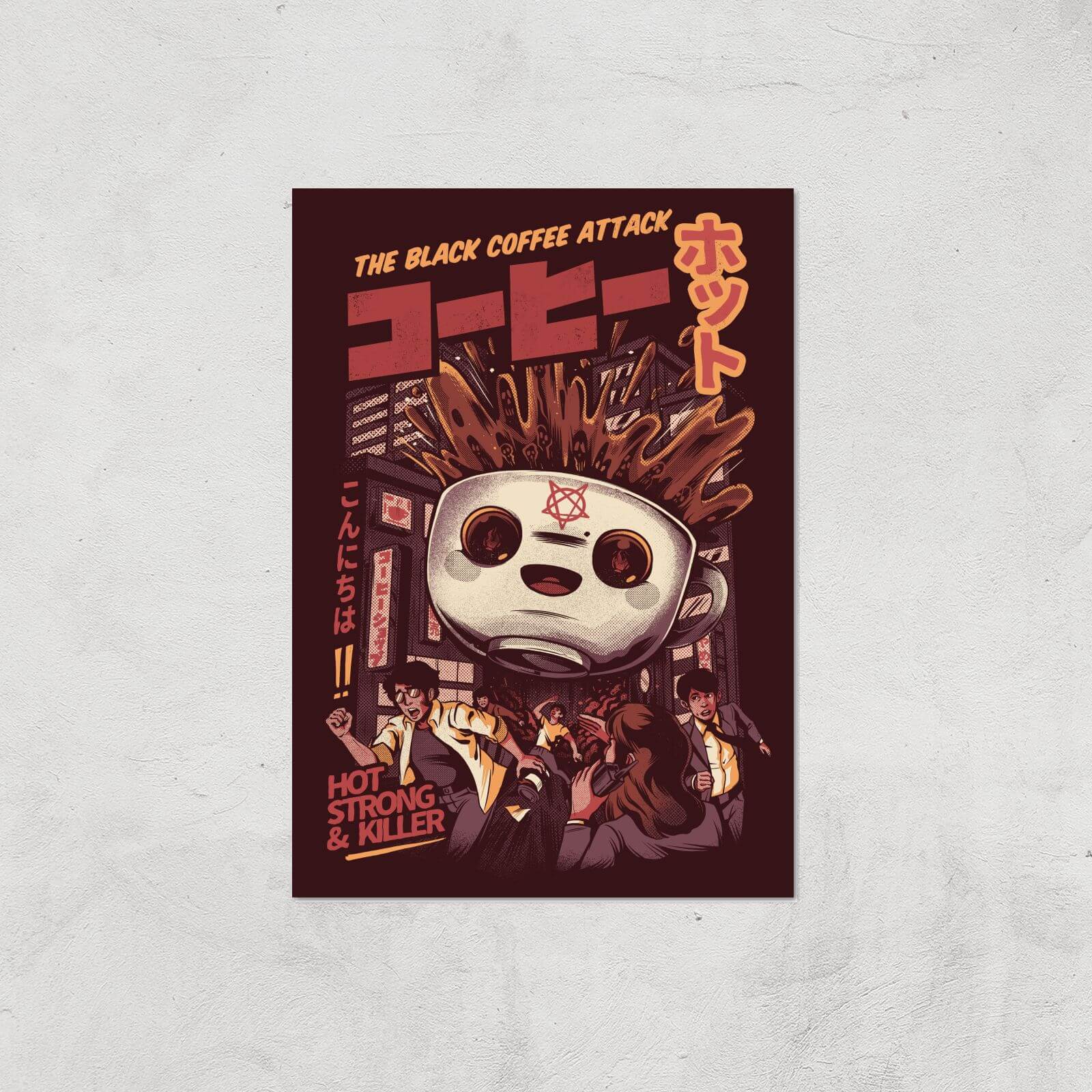 Ilustrata Black Coffee Kaiju Giclee Art Print - A4 - Print Only