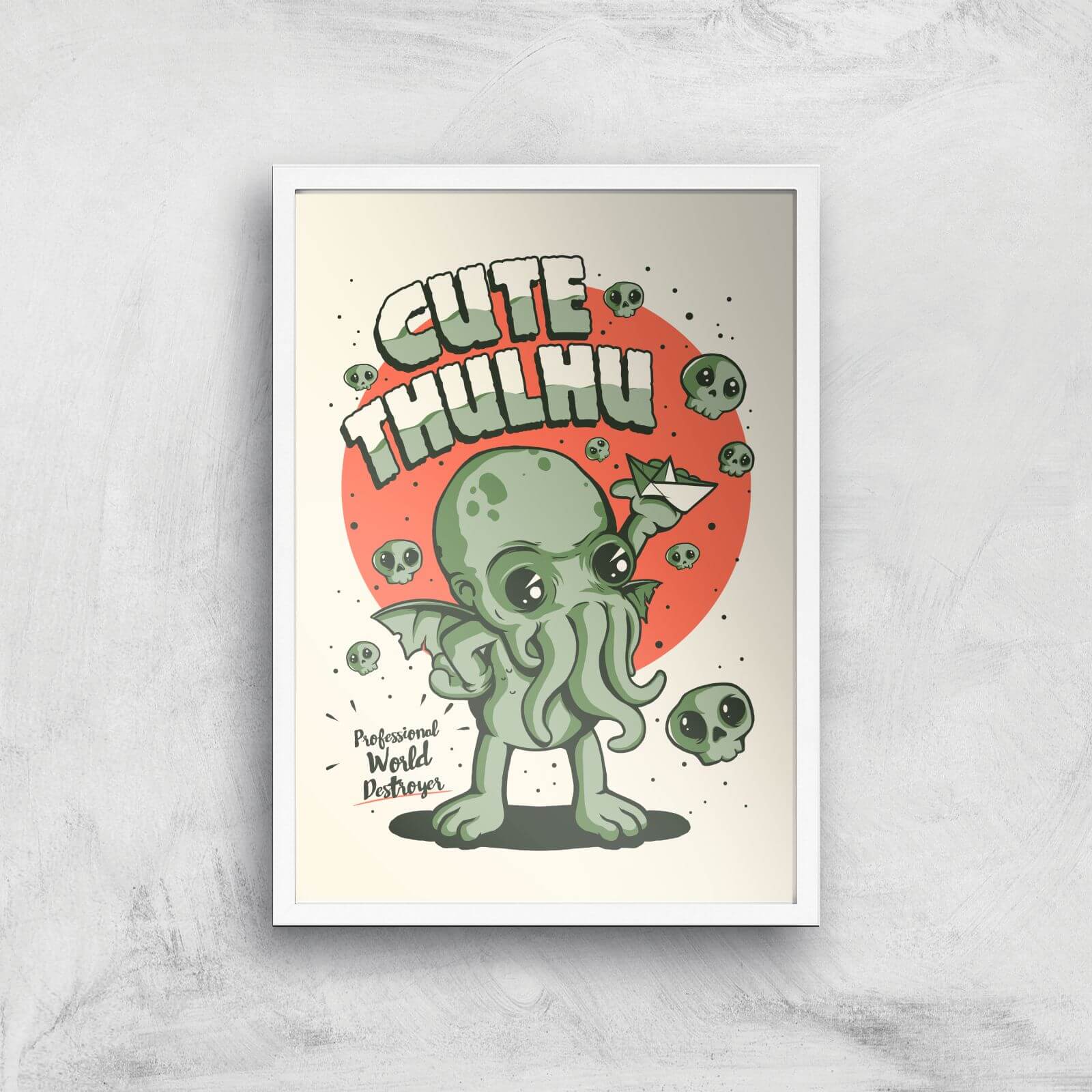 Ilustrata Cutethulhu Giclee Art Print - A3 - White Frame