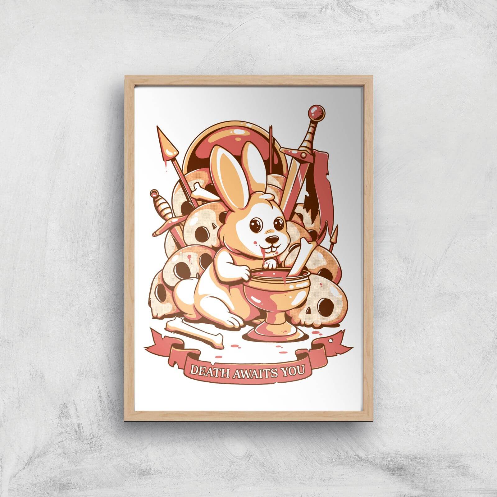 Ilustrata Bunny Graal Giclee Art Print - A4 - Wooden Frame