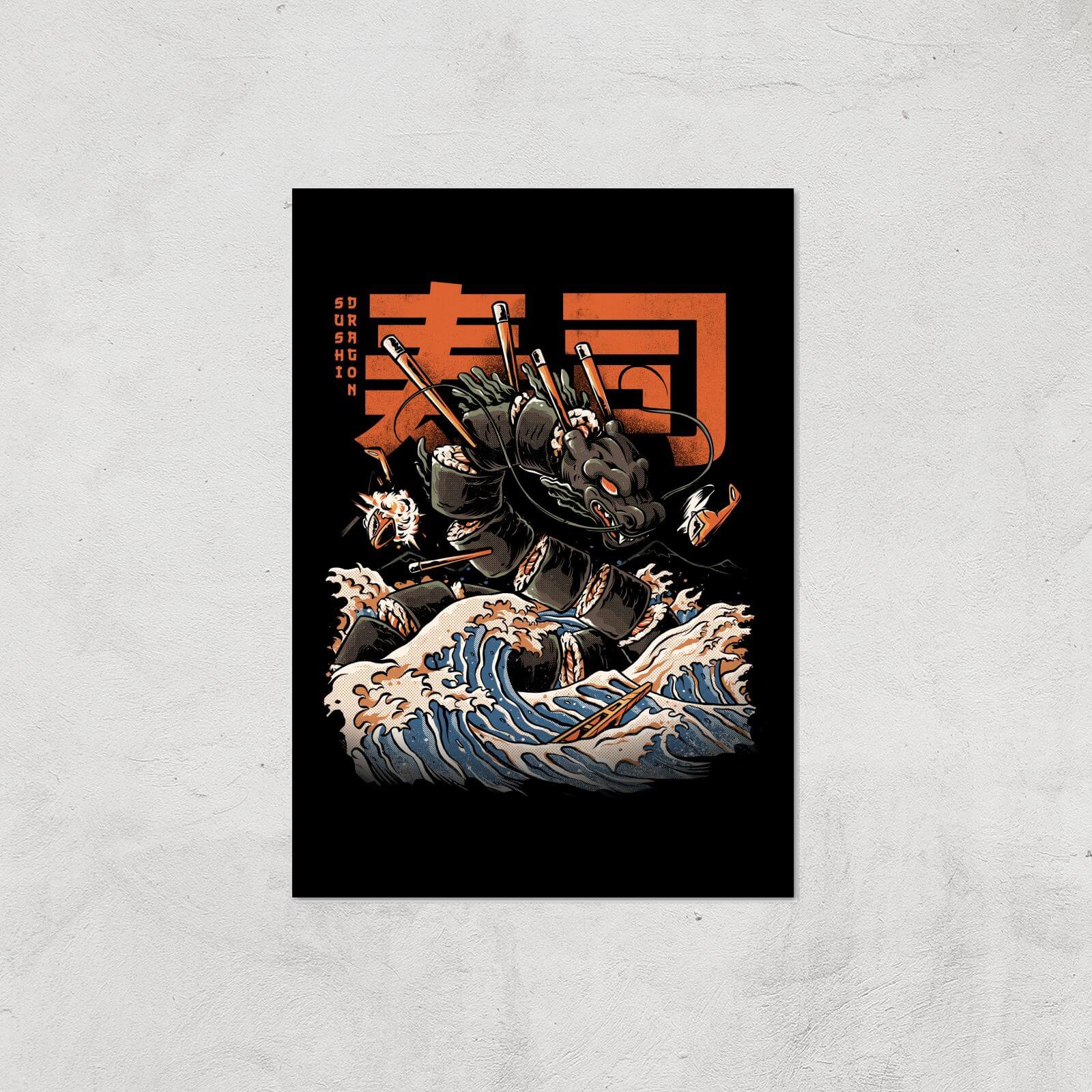 Ilustrata Sushi Dragon Giclee Art Print - A4 - Print Only