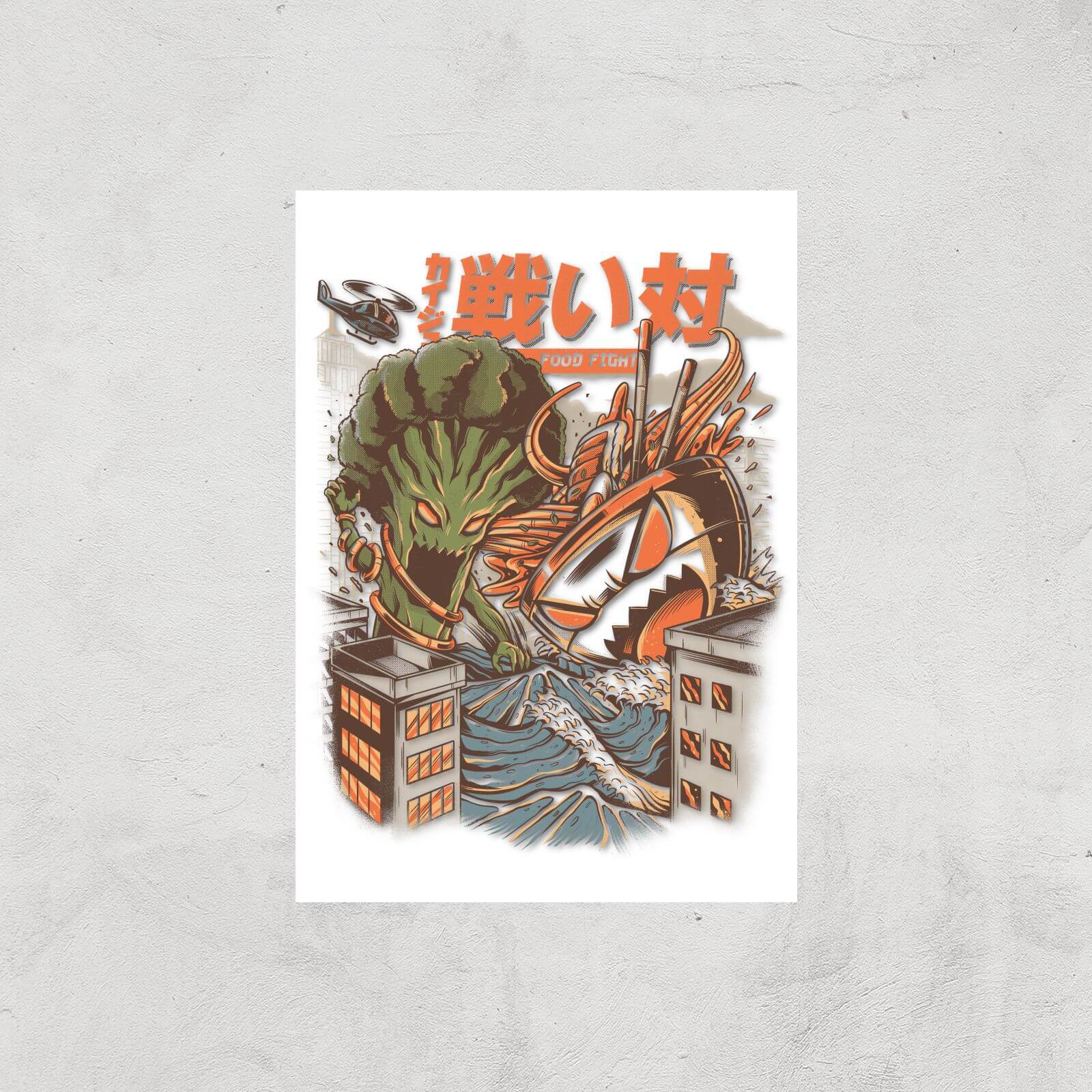 Ilustrata Brocco Vs Ramen Kaijus Giclee Art Print - A2 - Print Only