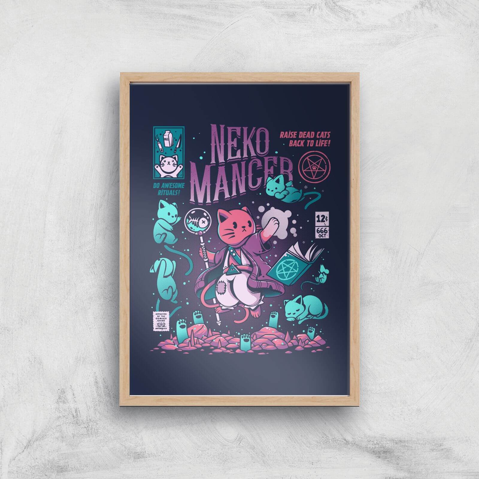 Ilustrata Nekomancer Giclee Art Print - A3 - Wooden Frame
