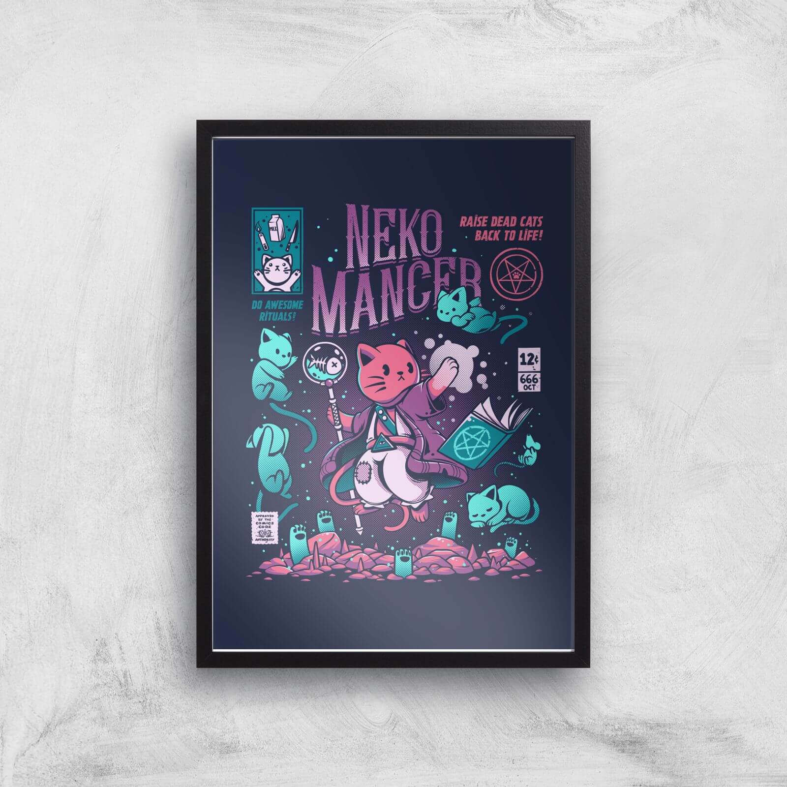 Ilustrata Nekomancer Giclee Art Print - A3 - Black Frame