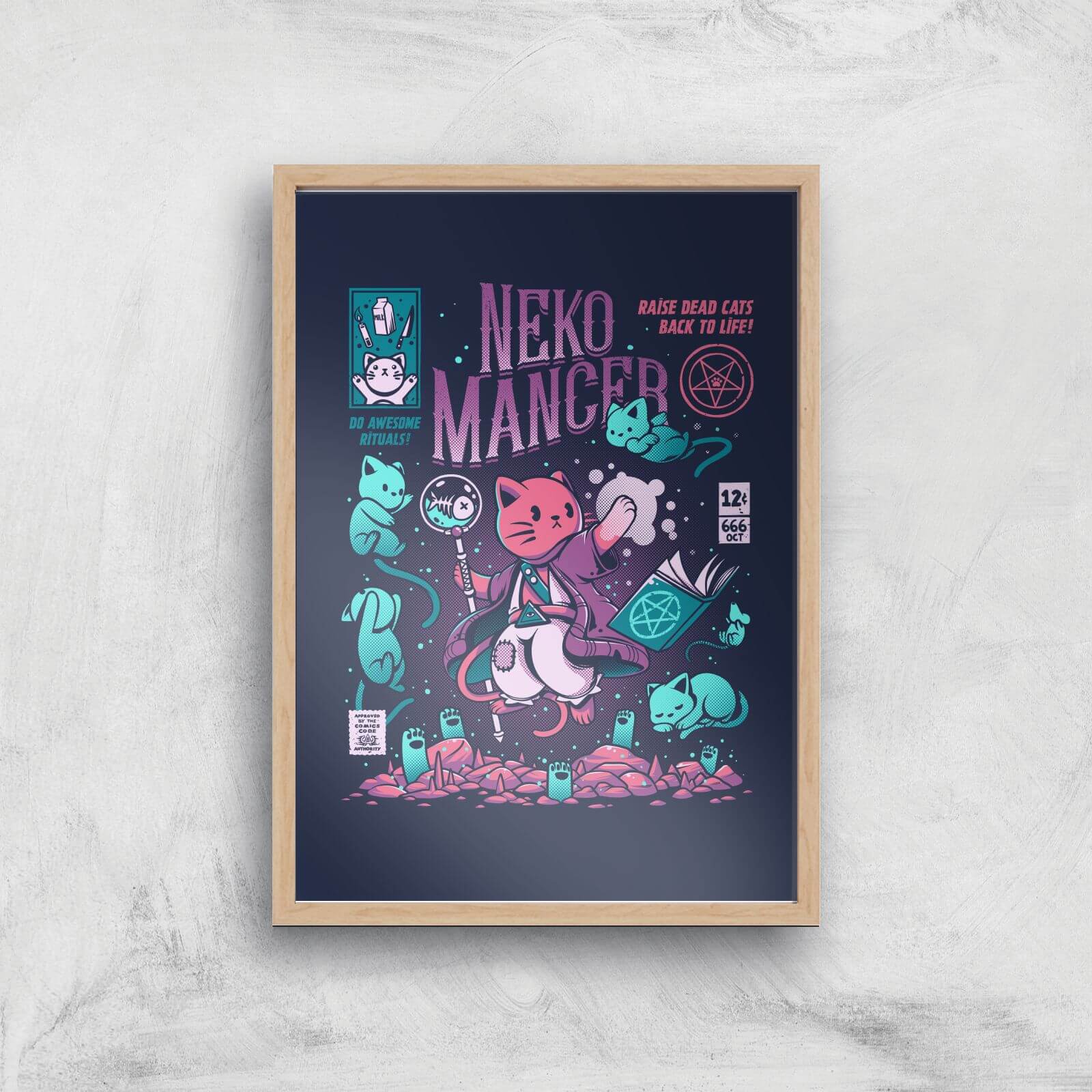 Ilustrata Nekomancer Giclee Art Print - A2 - Wooden Frame