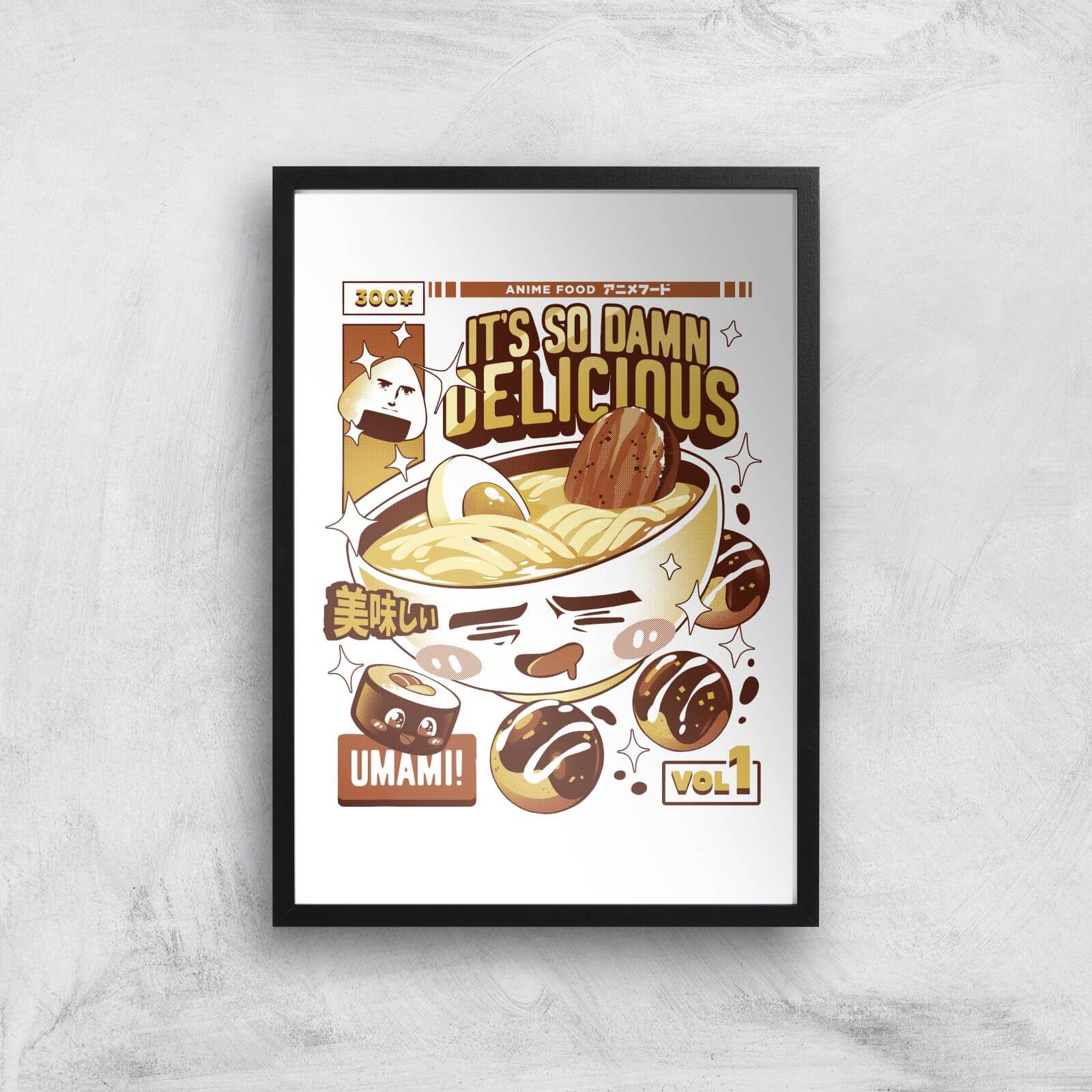 Ilustrata Anime Ramen Giclee Art Print - A3 - Black Frame