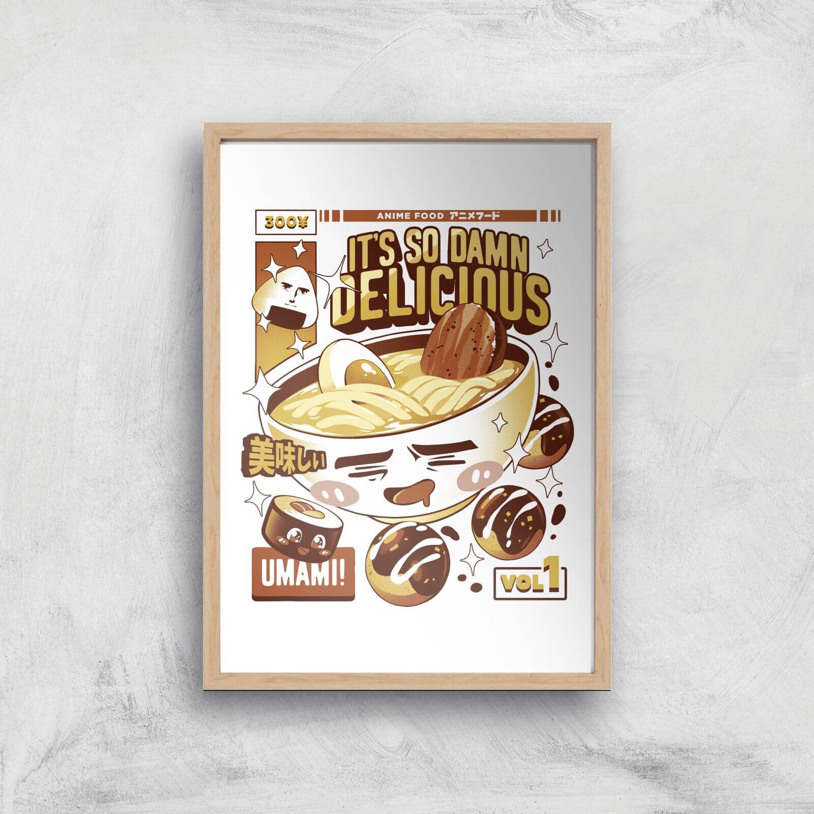Ilustrata Anime Ramen Giclee Art Print - A2 - Wooden Frame