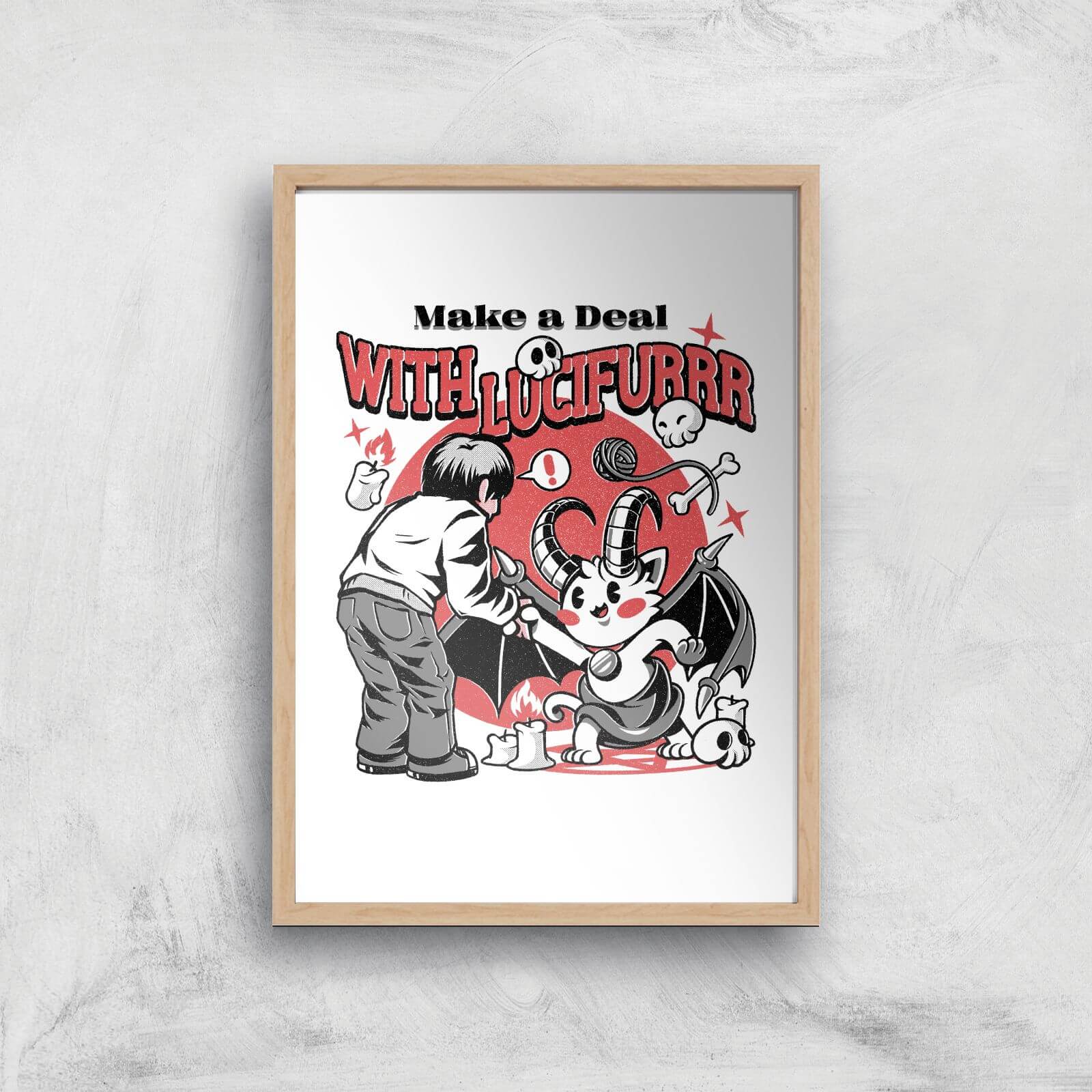 Ilustrata Lucifur Giclee Art Print - A4 - Wooden Frame