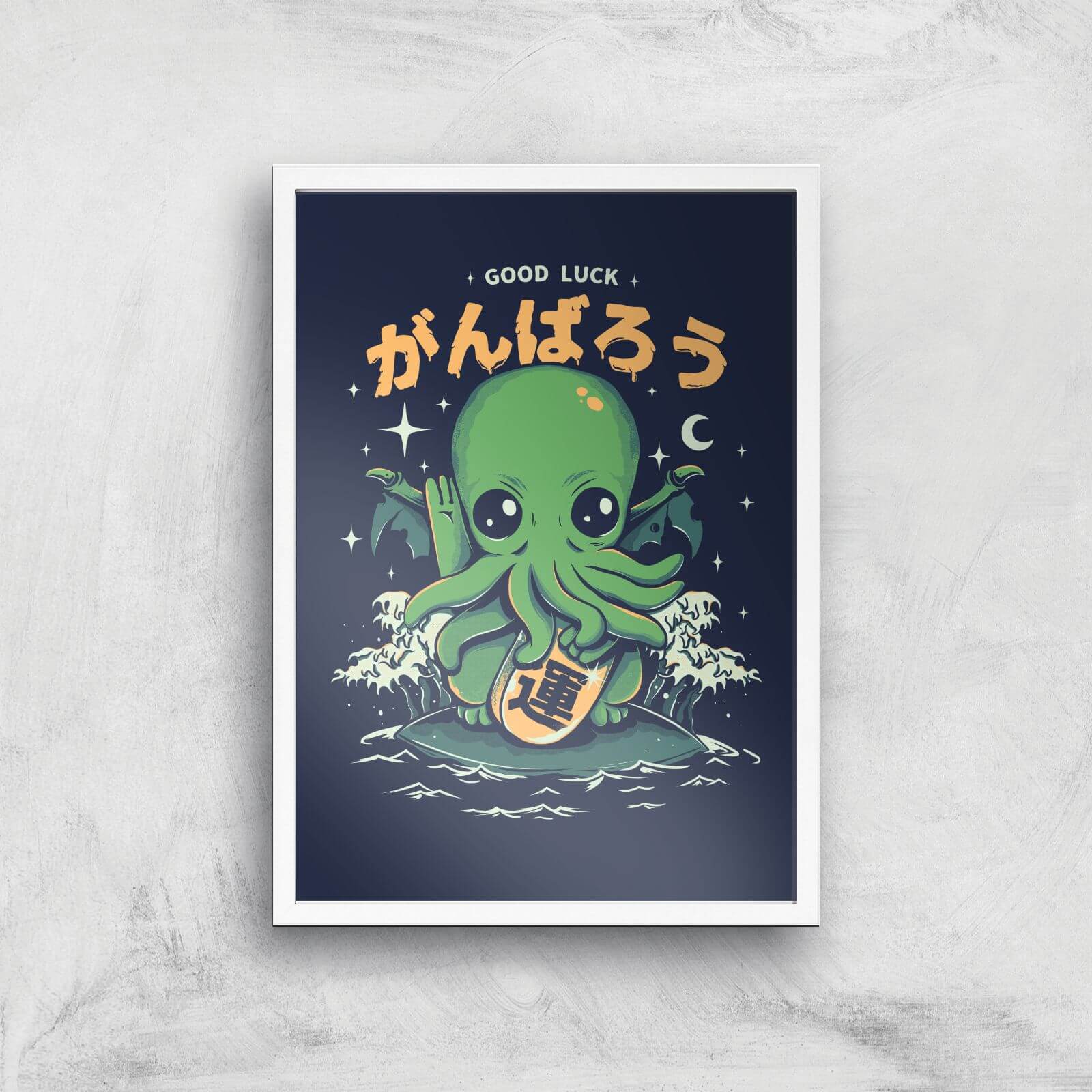 Ilustrata Good Luck Cthulhu Giclee Art Print - A3 - White Frame