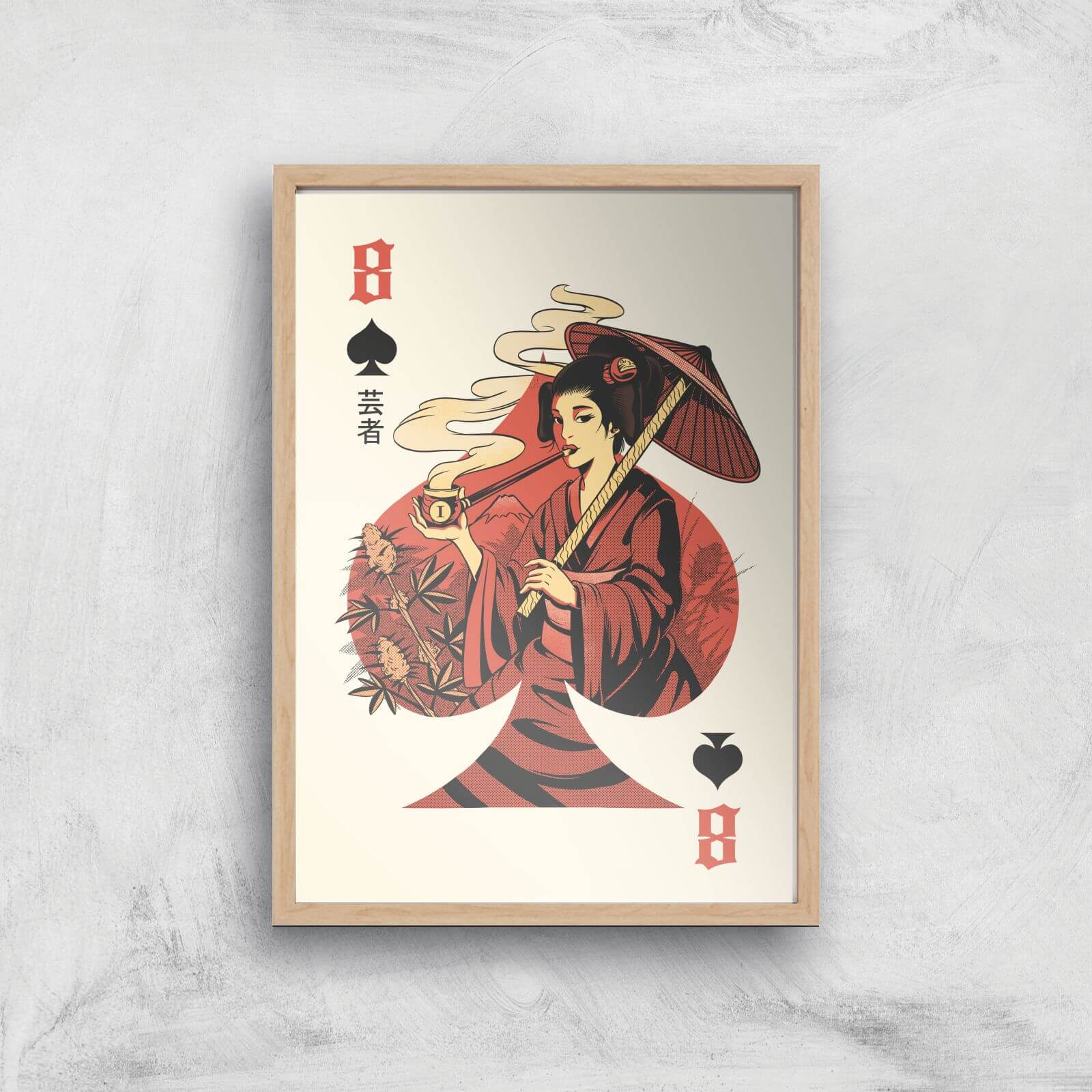 Ilustrata Weed Gueicha Giclee Art Print - A3 - Wooden Frame