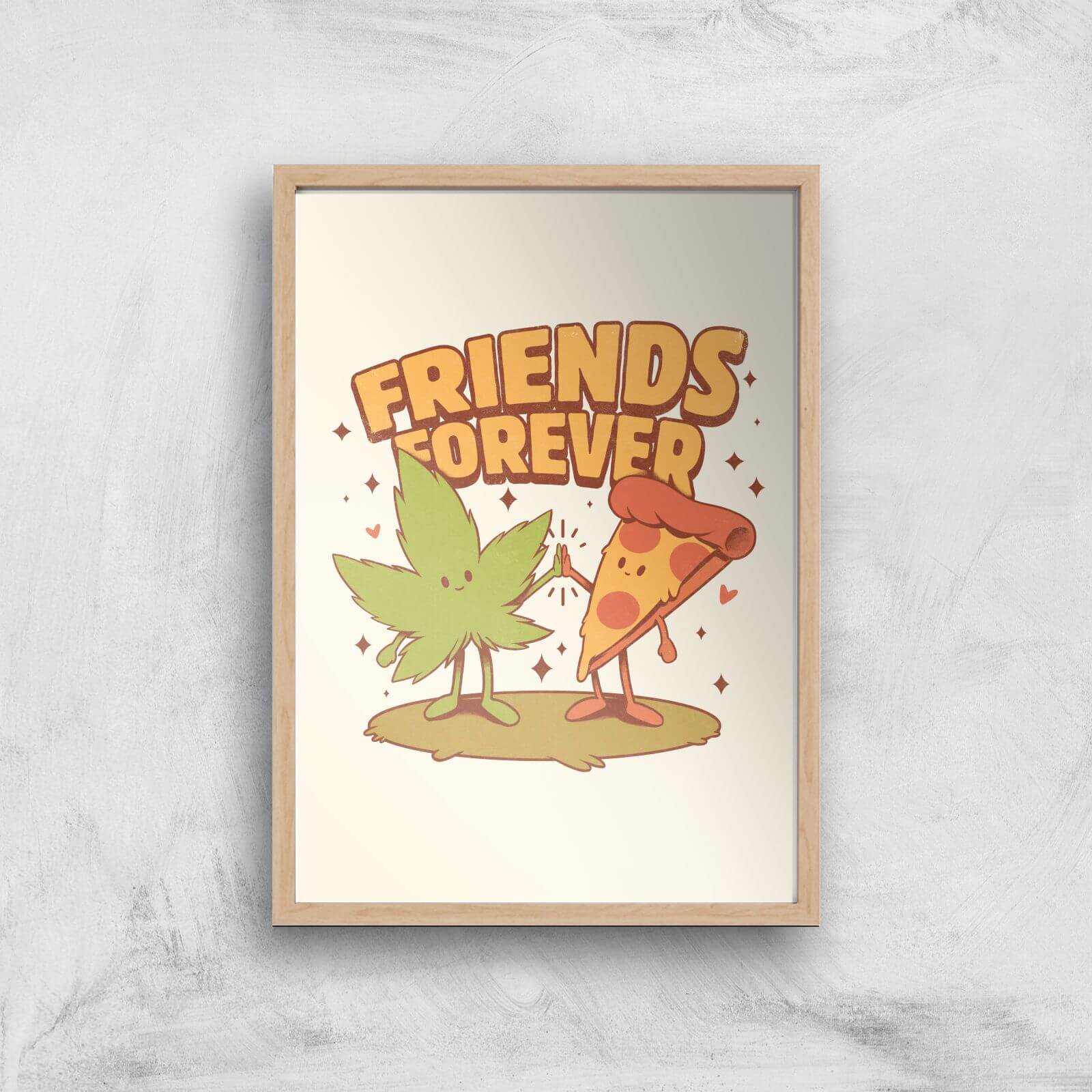 Ilustrata Friends Forever Giclee Art Print - A3 - Wooden Frame