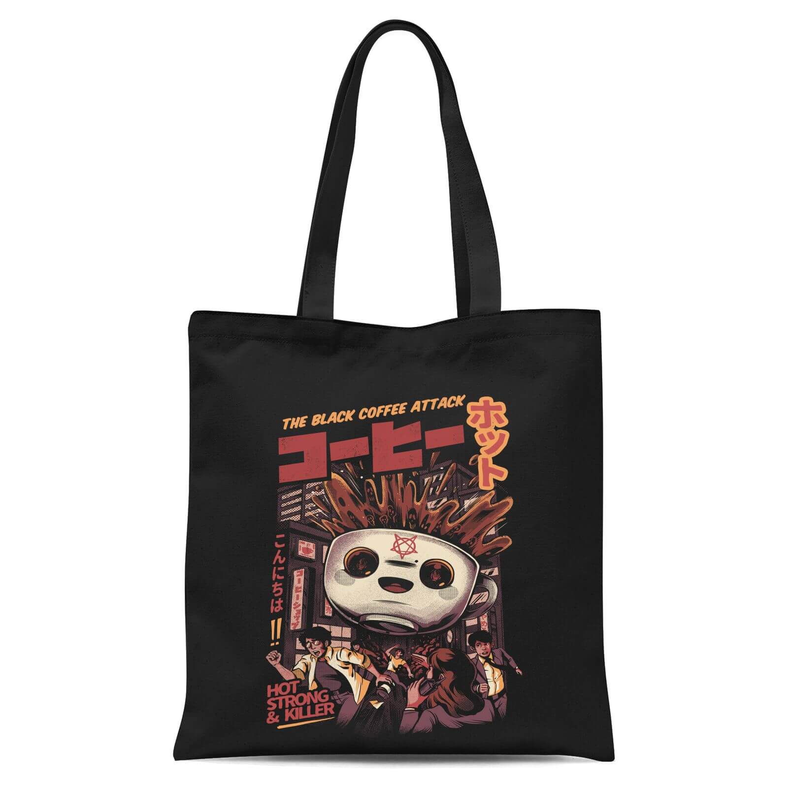 Ilustrata Black Coffee Kaiju Tote Bag - Black