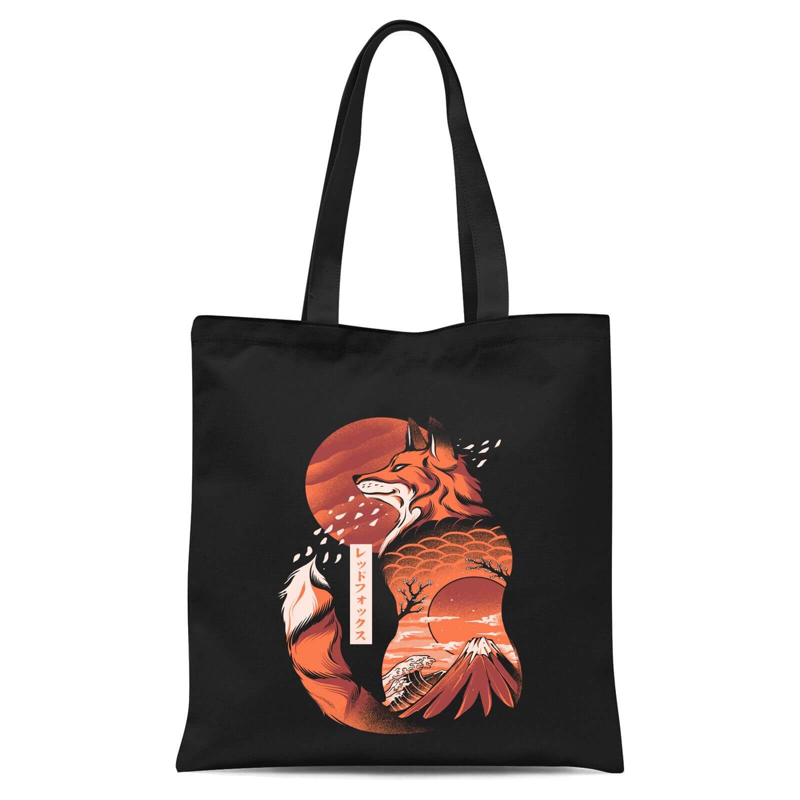 Ilustrata Japanese Fox Tote Bag - Black