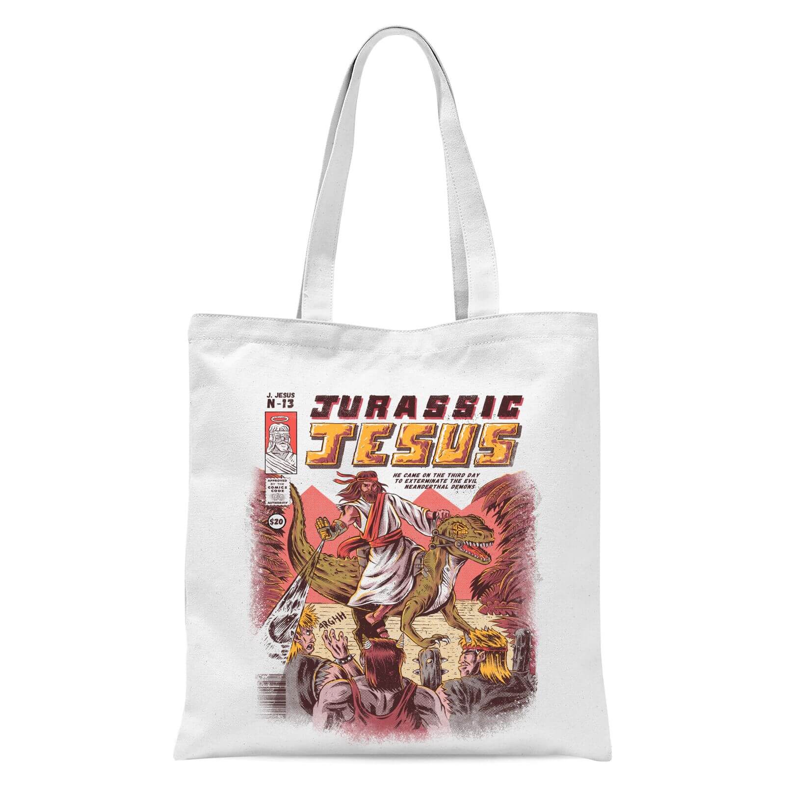 Ilustrata Jurassic Jesus Tote Bag - White