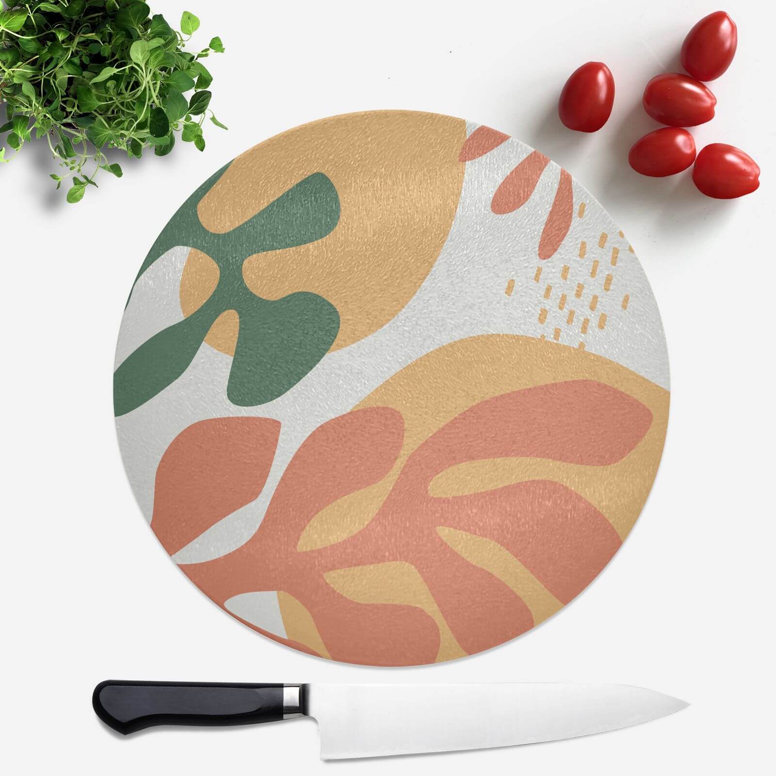 Mid Warm Leaf Pattern Round Chopping Board
