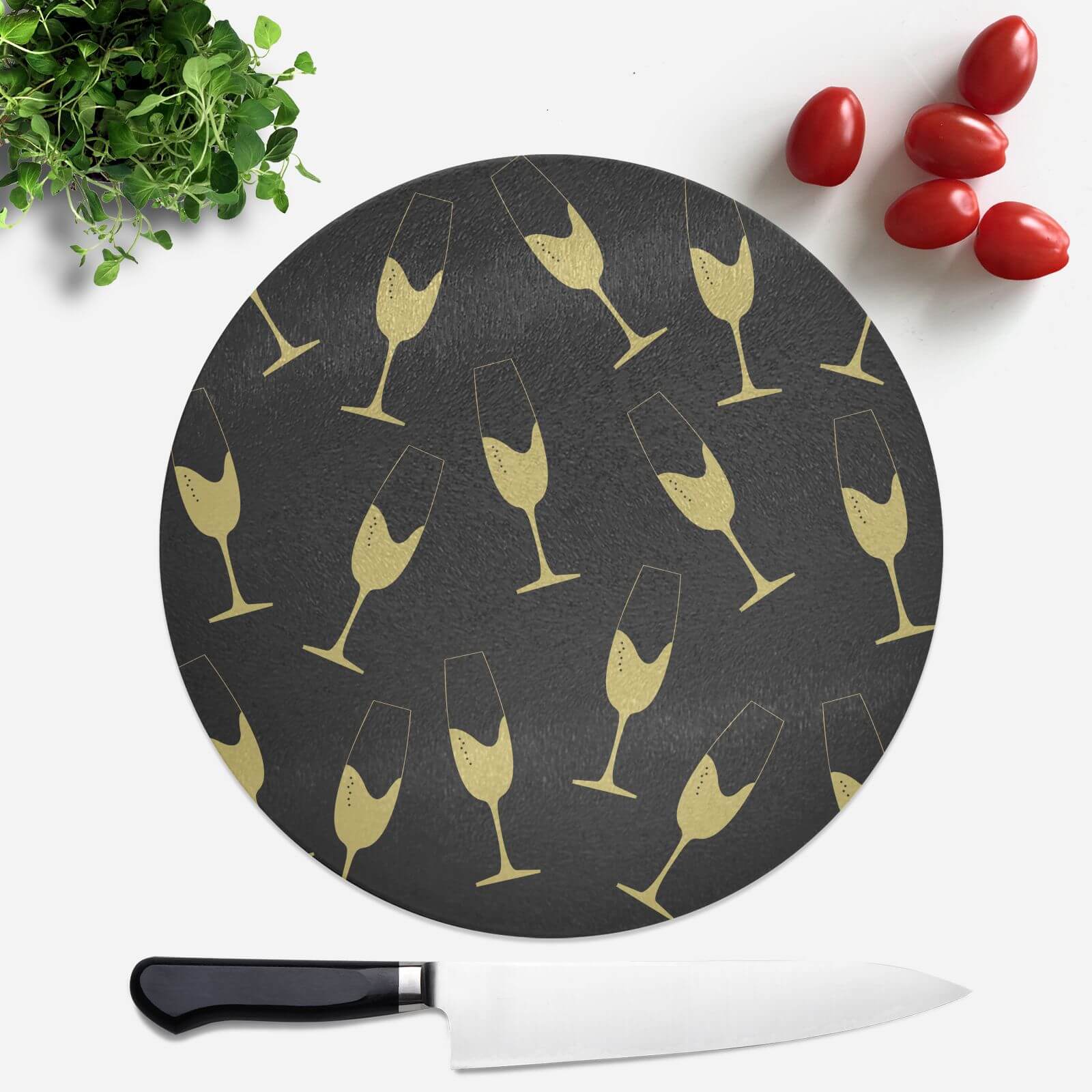 Champagne Glasses Round Chopping Board