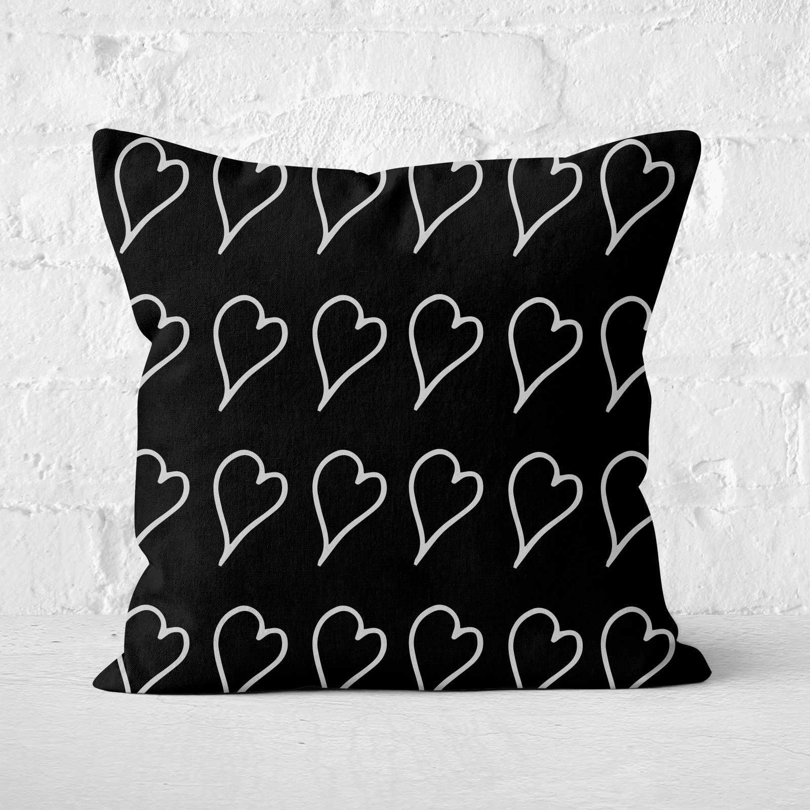 Scribbled Hearts Square Cushion - 60x60cm - Soft Touch