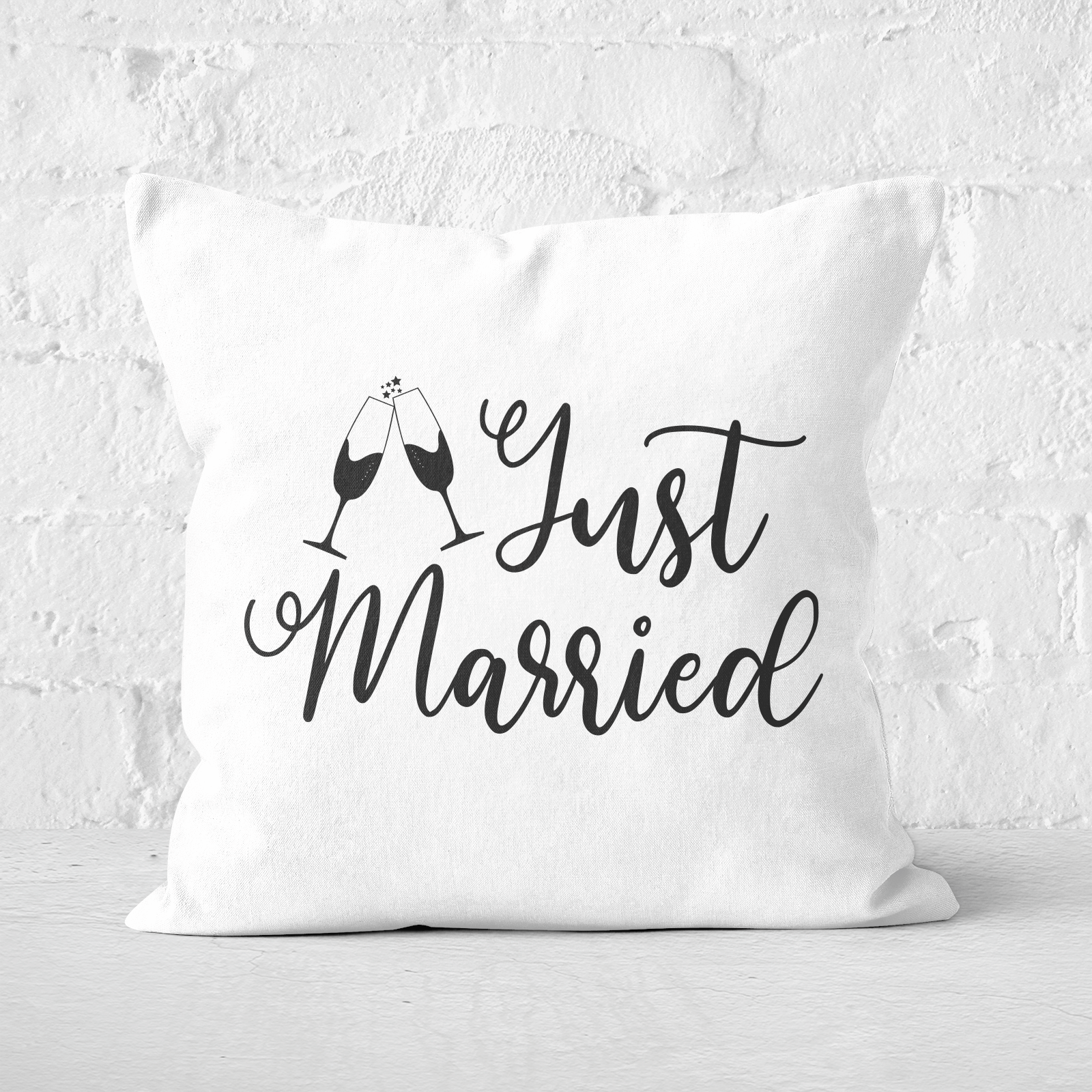 Just Married Signature Square Cushion - 60x60cm - Soft Touch