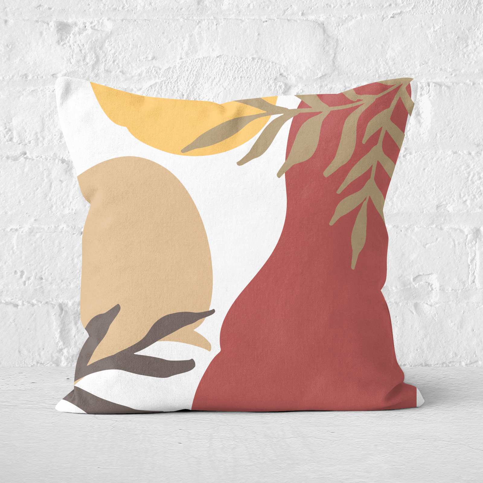 Hot Tone Abstract Leaves Square Cushion - 60x60cm - Soft Touch