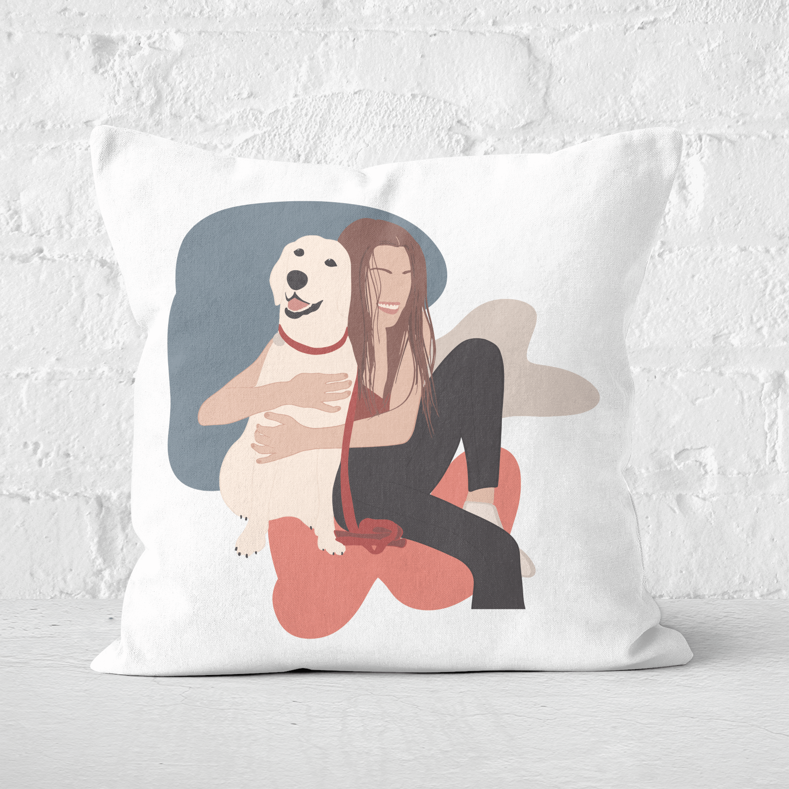 Dog Cuddles Square Cushion - 50x50cm - Soft Touch
