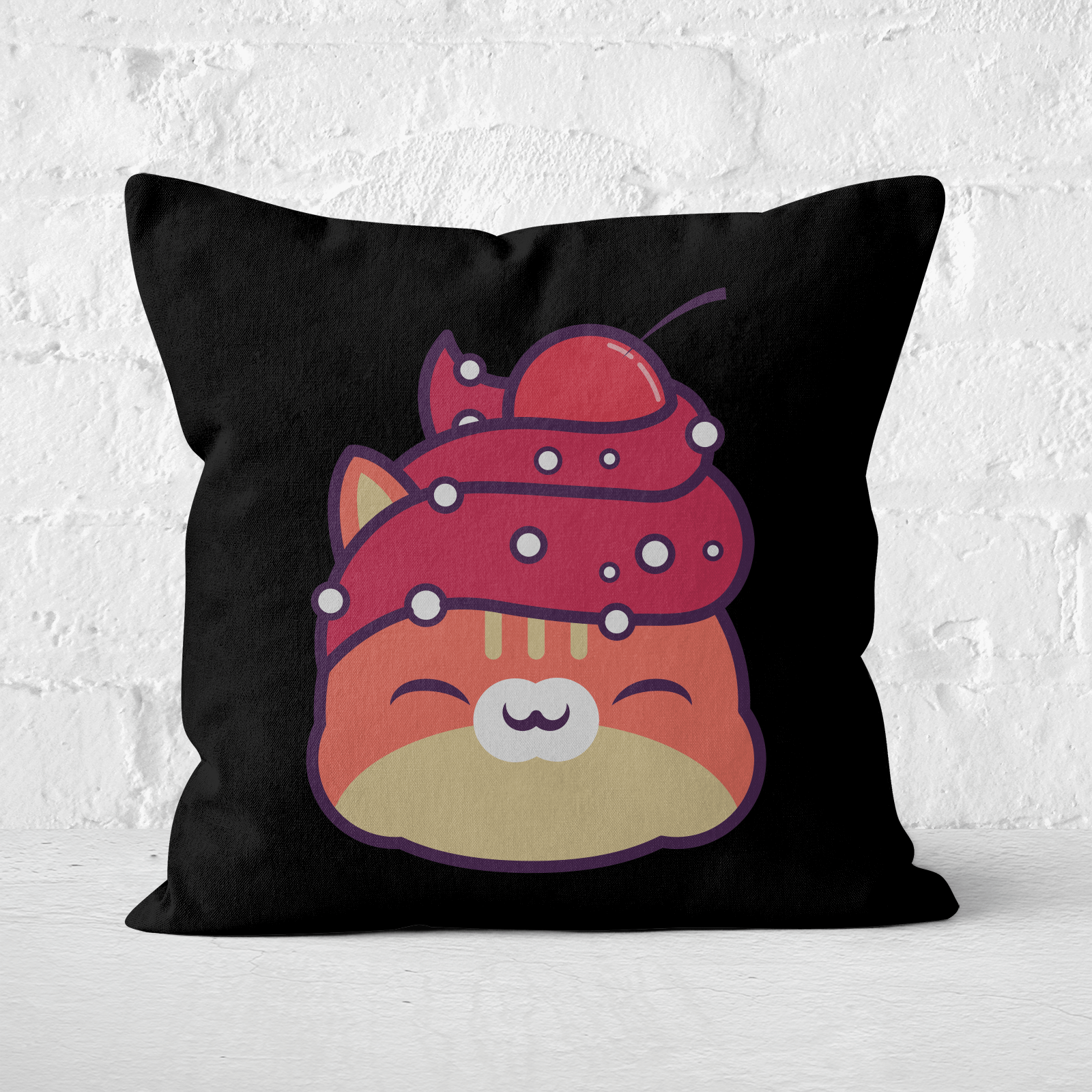 Cupcake Cat Square Cushion - 60x60cm - Soft Touch