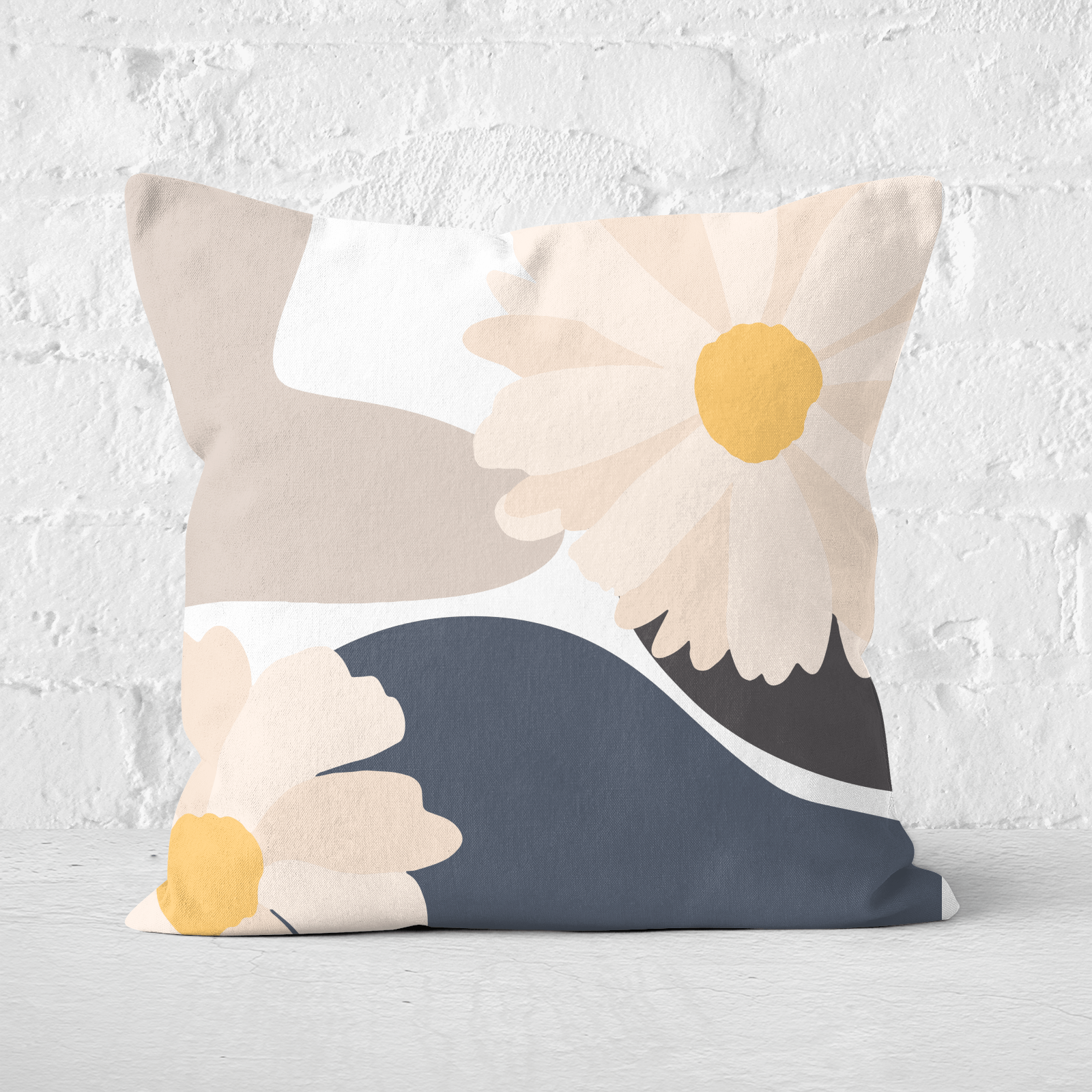 Abstract Daisies Square Cushion - 60x60cm - Soft Touch
