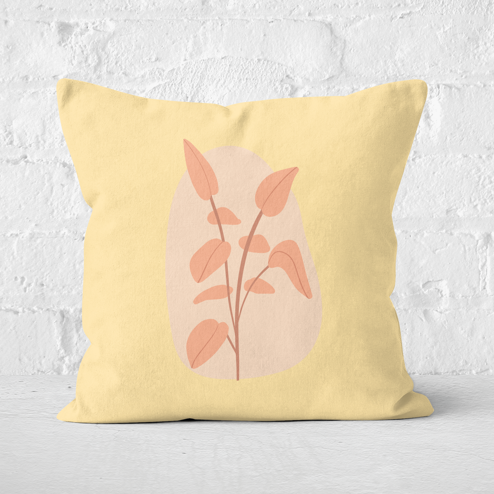 Stalk And Leaves Square Cushion - 60x60cm - Soft Touch