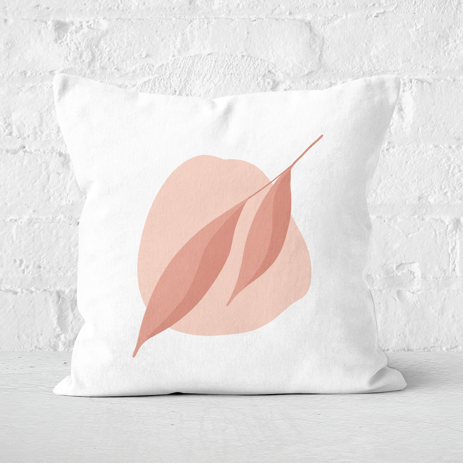 2 Leaves And Pink Rock Square Cushion - 60x60cm - Soft Touch