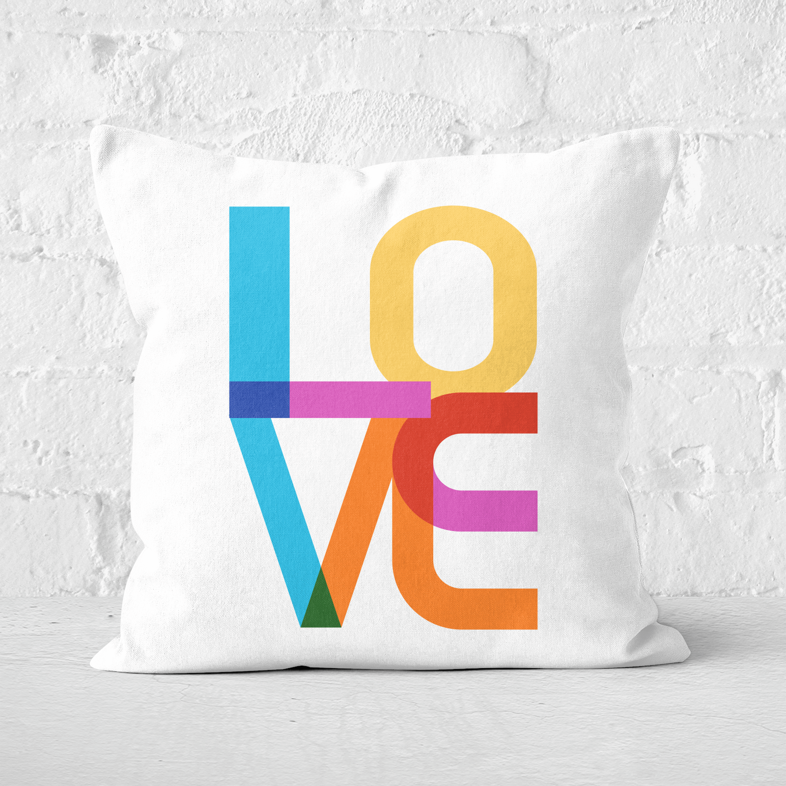 Colourful Love Square Cushion - 60x60cm - Soft Touch