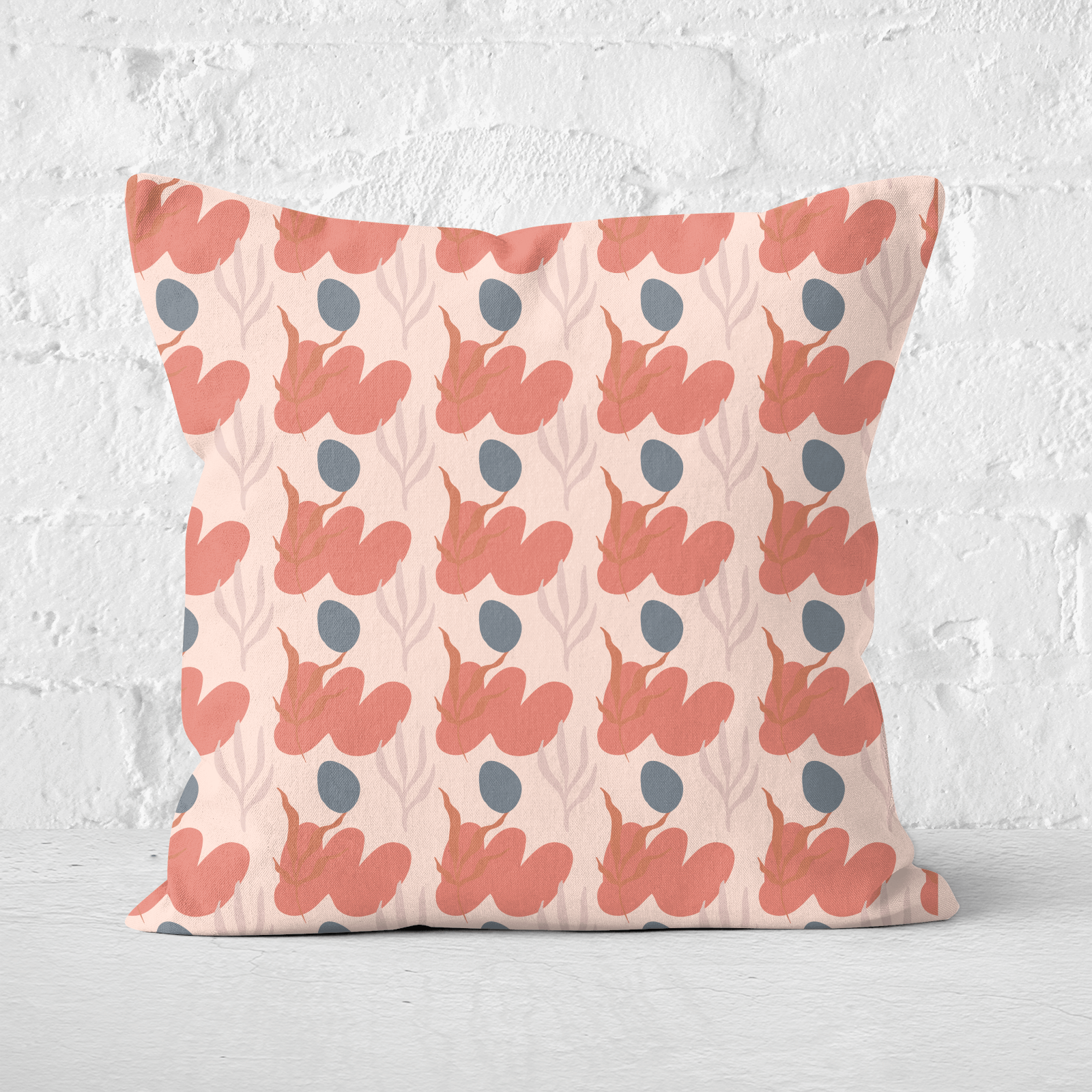 Small Abstract Leaves Square Cushion - 60x60cm - Soft Touch