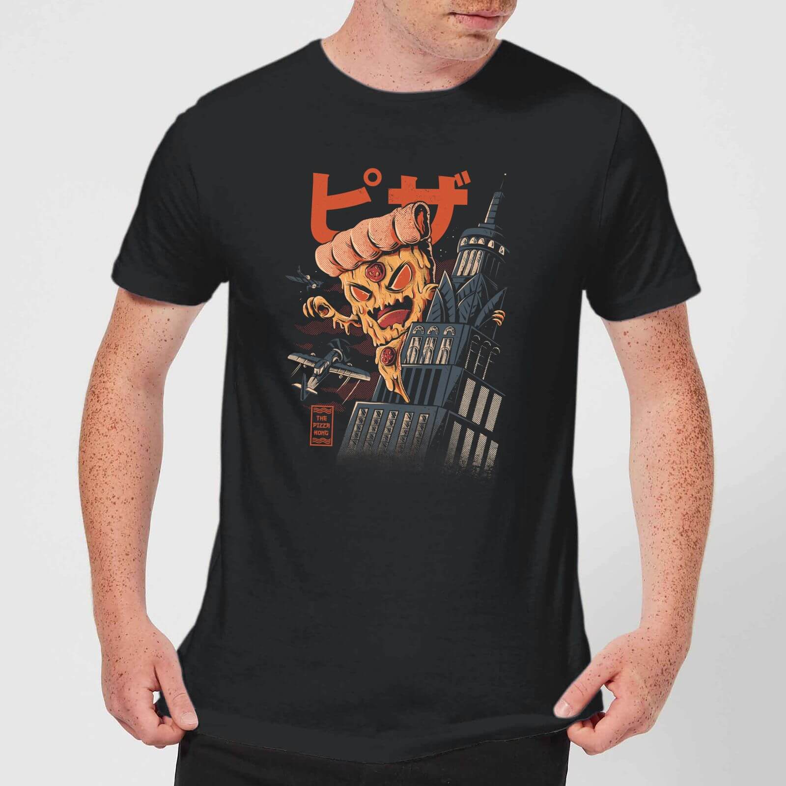 Ilustrata Pizza Kong Men's T-Shirt - Black - XS - Black