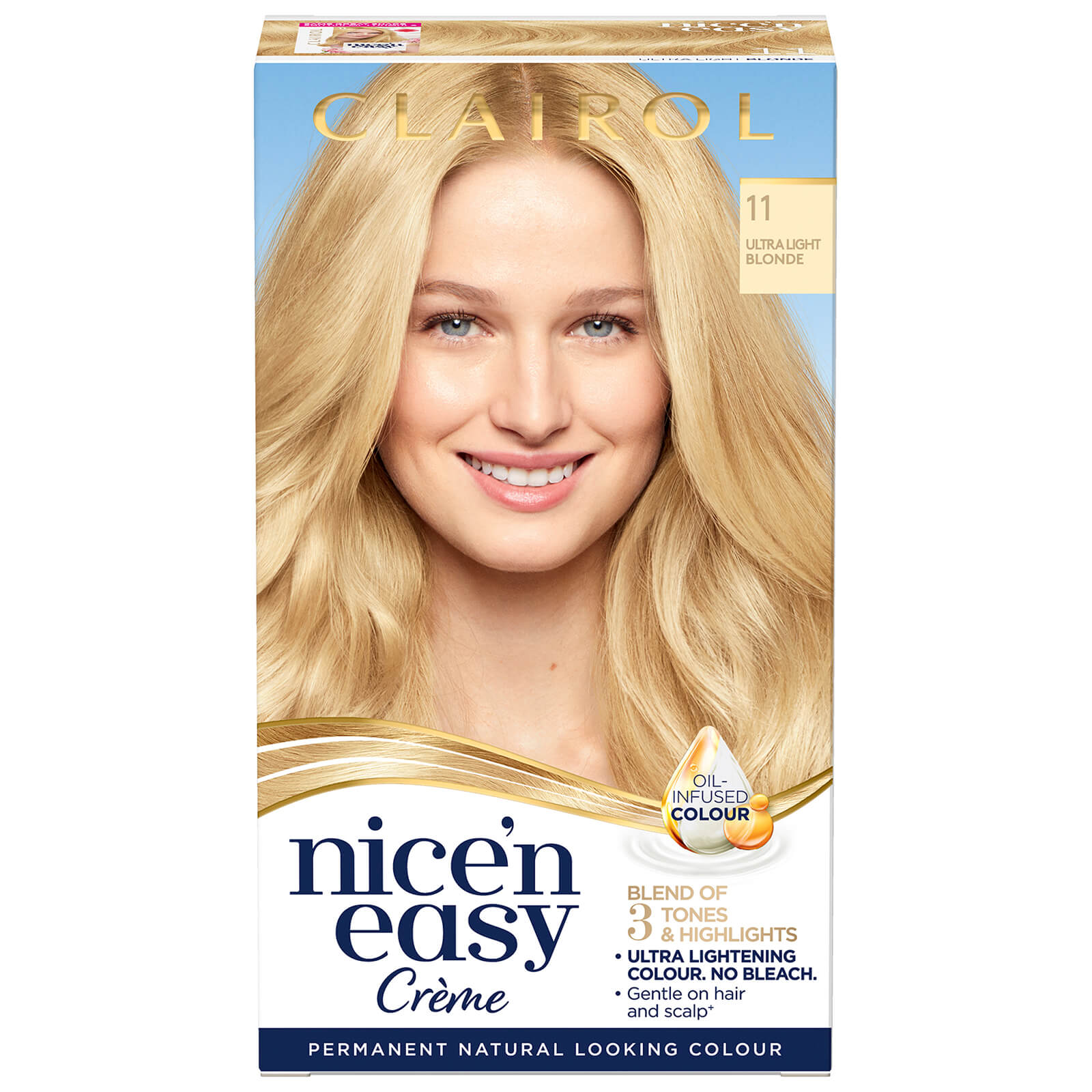Clairol Nice' n Easy Crème Natural Looking Oil Infused Permanent Hair Dye 177ml (Various Shades) - 11 Ultra Light Blonde