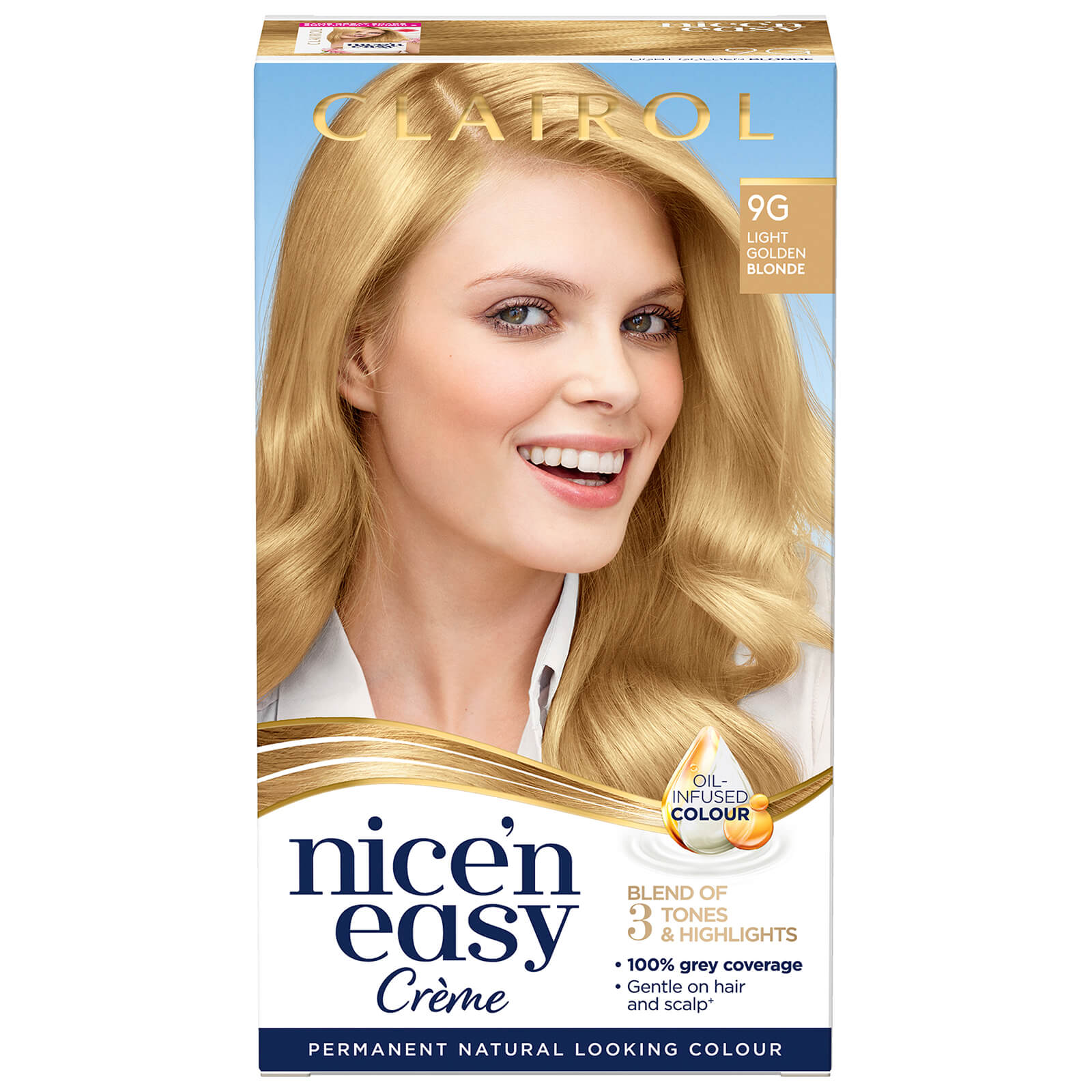 Clairol Nice' n Easy Crème Natural Looking Oil Infused Permanent Hair Dye 177ml (Various Shades) - 9G Light Golden Blonde