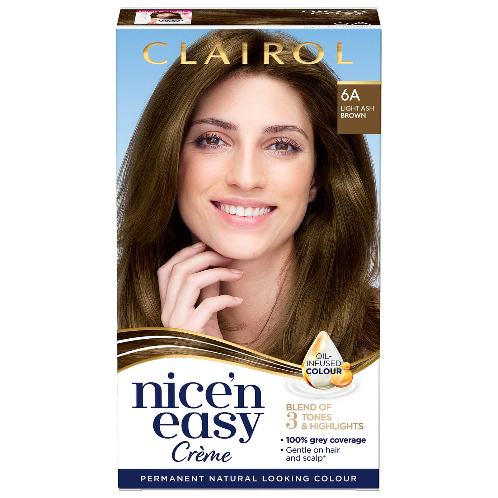 Clairol Nice' n Easy Crème Natural Looking Oil Infused Permanent Hair Dye 177ml (Various Shades) - 6A Light Ash Brown
