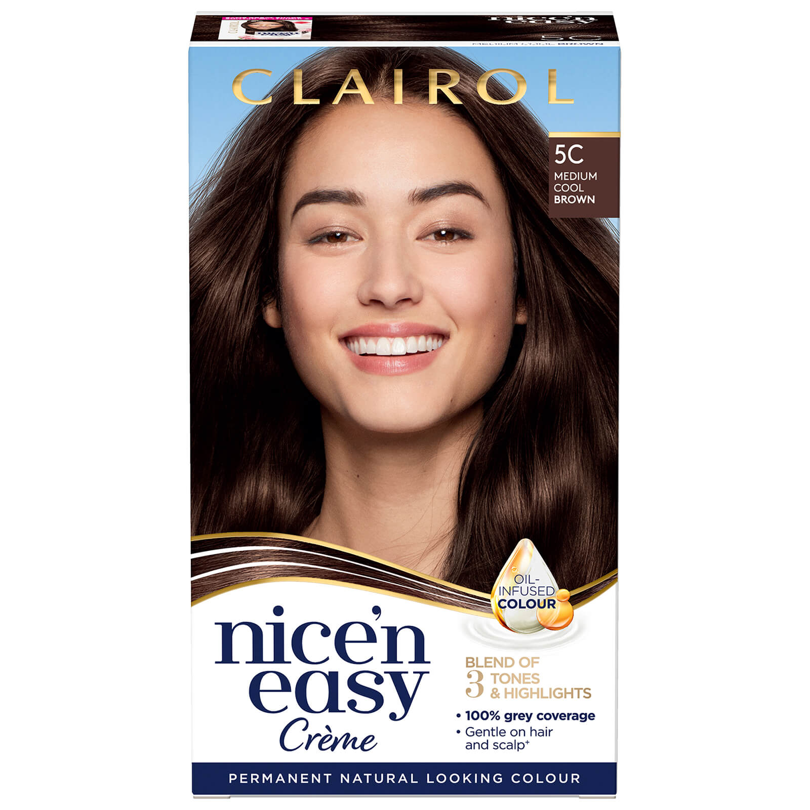 Clairol Nice' n Easy Crème Natural Looking Oil Infused Permanent Hair Dye 177ml (Various Shades) - 5C Medium Cool Brown