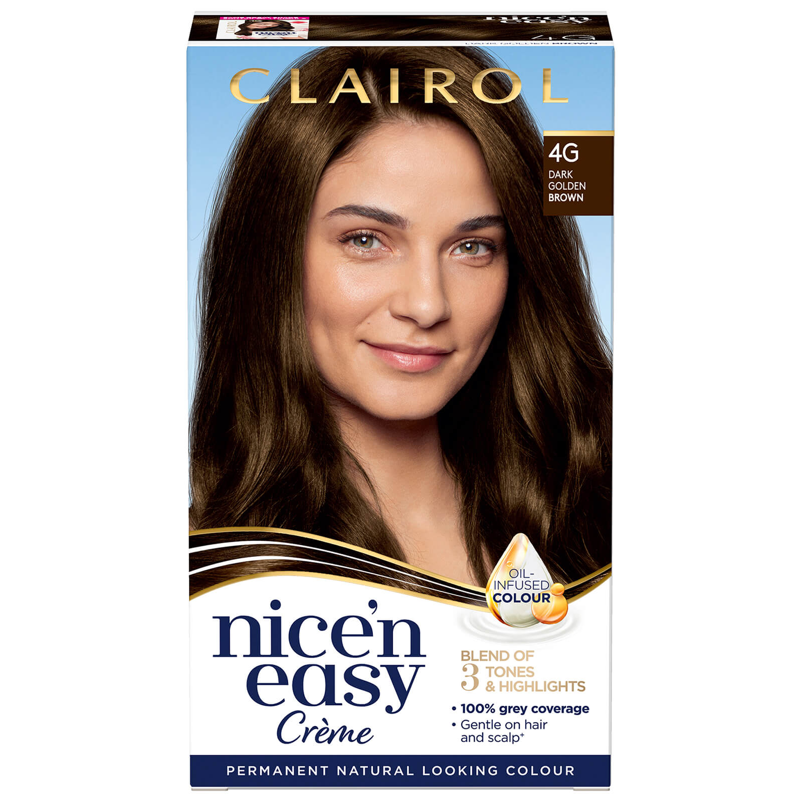 Clairol Nice' n Easy Crème Natural Looking Oil Infused Permanent Hair Dye 177ml (Various Shades) - 4G Dark Golden Brown