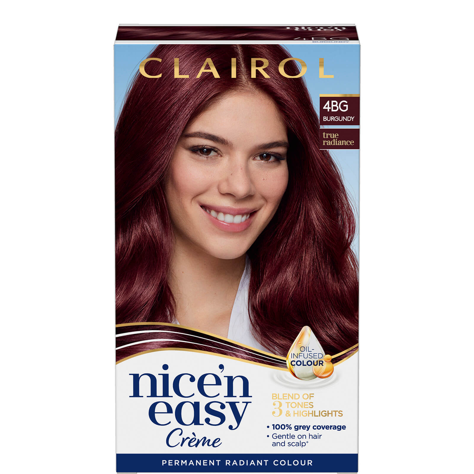 Clairol Nice' n Easy Crème Natural Looking Oil Infused Permanent Hair Dye 177ml (Various Shades) - 4BG Burgundy