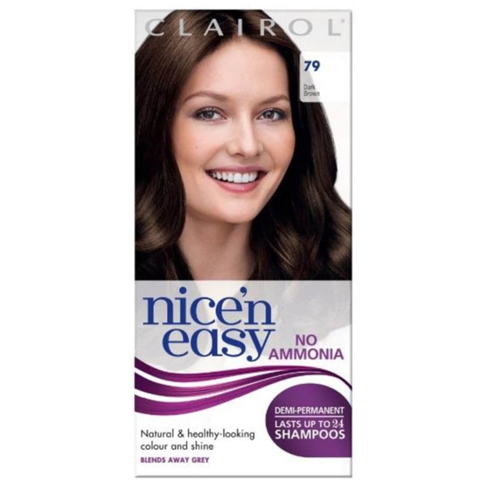 

Clairol Nice'n Easy Semi-Permanent Hair Dye with No Ammonia (Various Shades) - 79 Dark Brown
