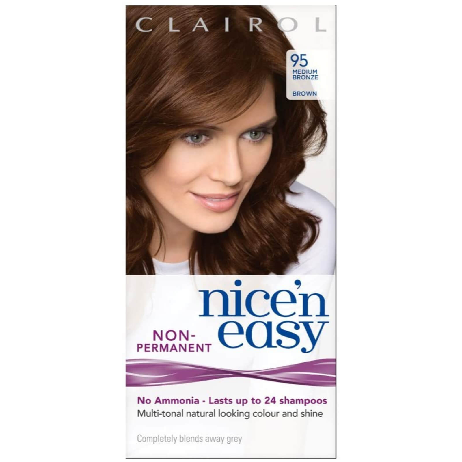 

Clairol Nice'n Easy Semi-Permanent Hair Dye with No Ammonia (Various Shades) - 95 Medium Bronze Brown