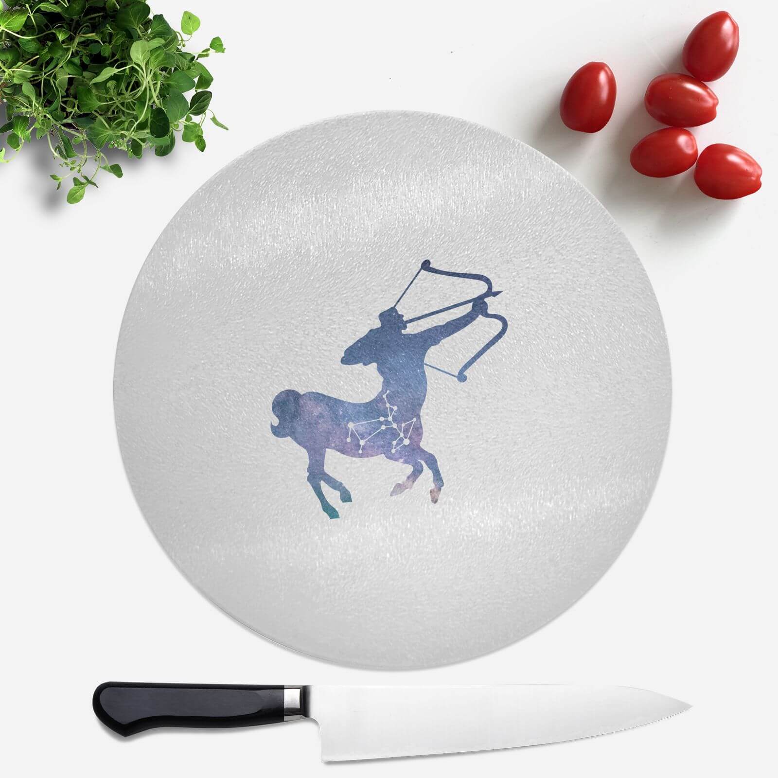 Pressed Flowers Sagittarius Round Chopping Board