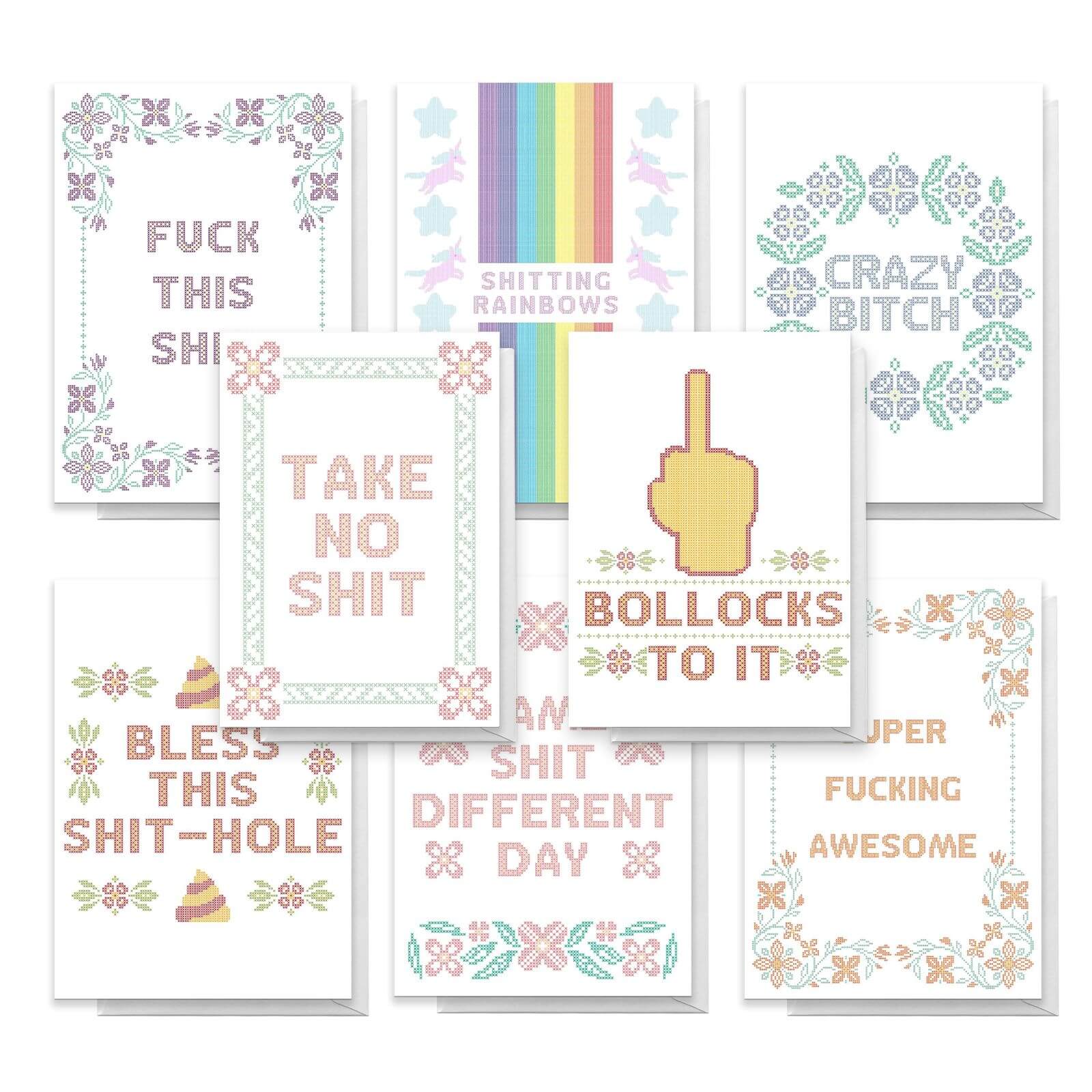 Offensive Cross Stitch Pack Of Greetings Cards