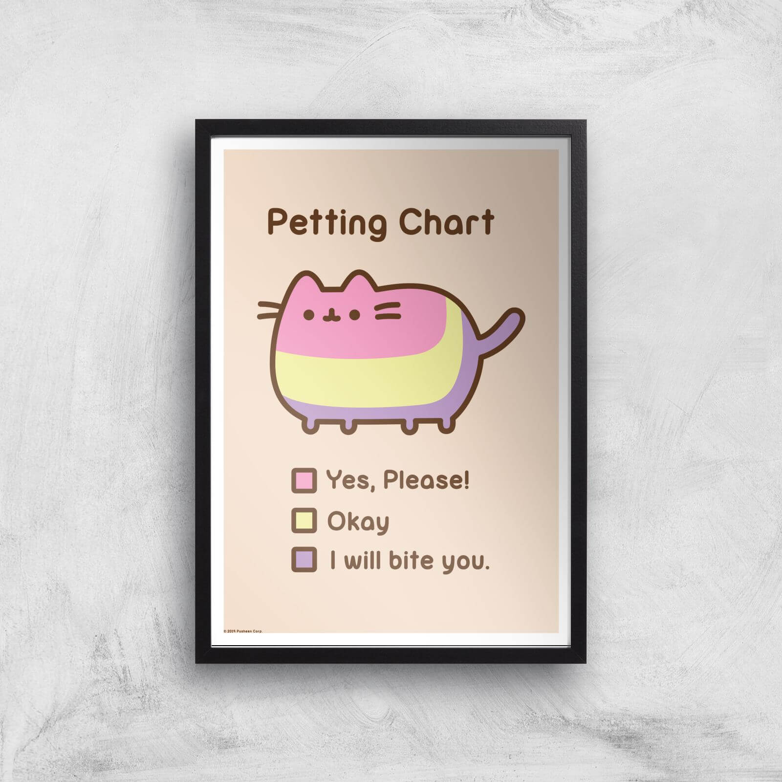 Pusheen Petting Chart Print Giclee Art Print - A3 - Black Frame