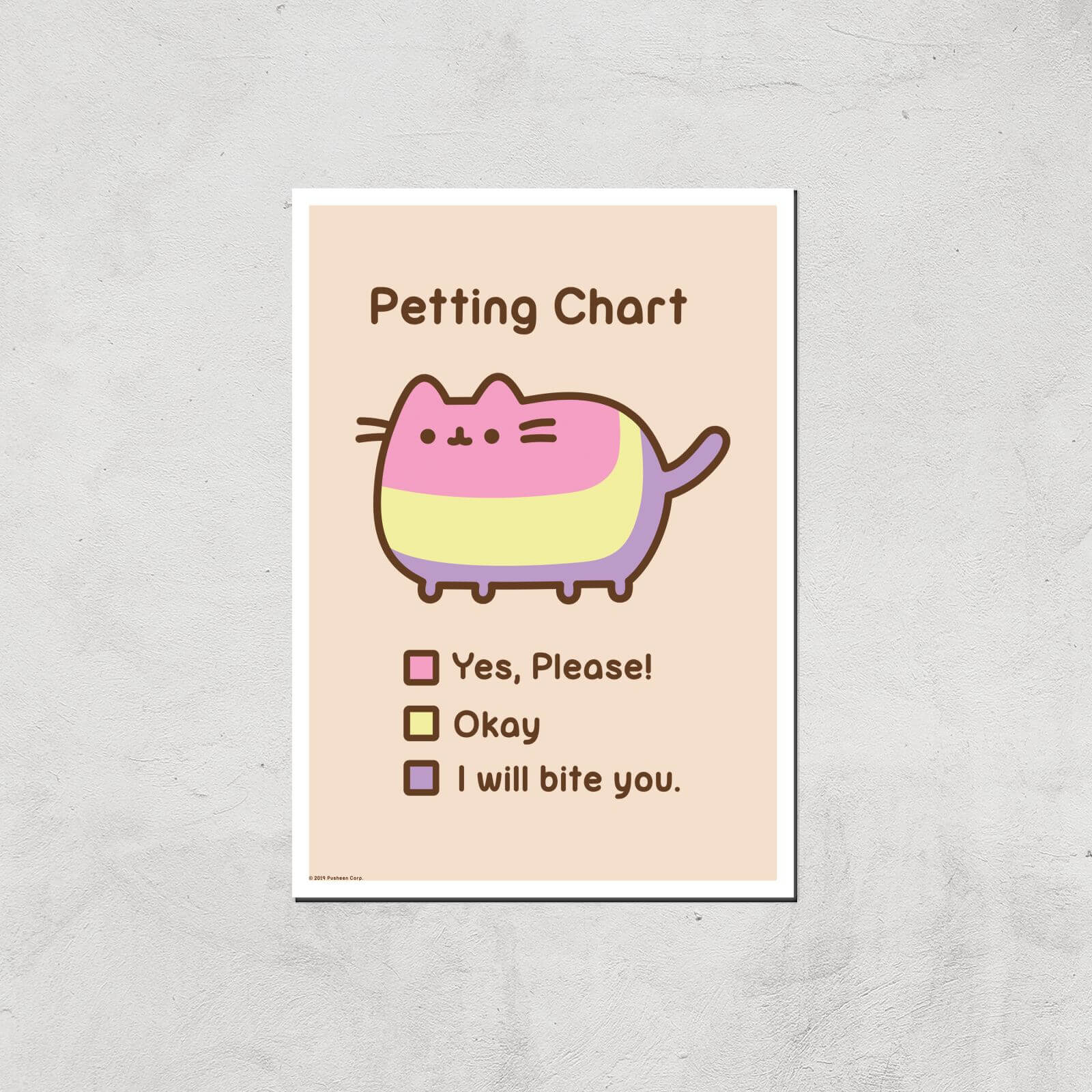 Pusheen Petting Chart Print Giclee Art Print - A2 - Print Only