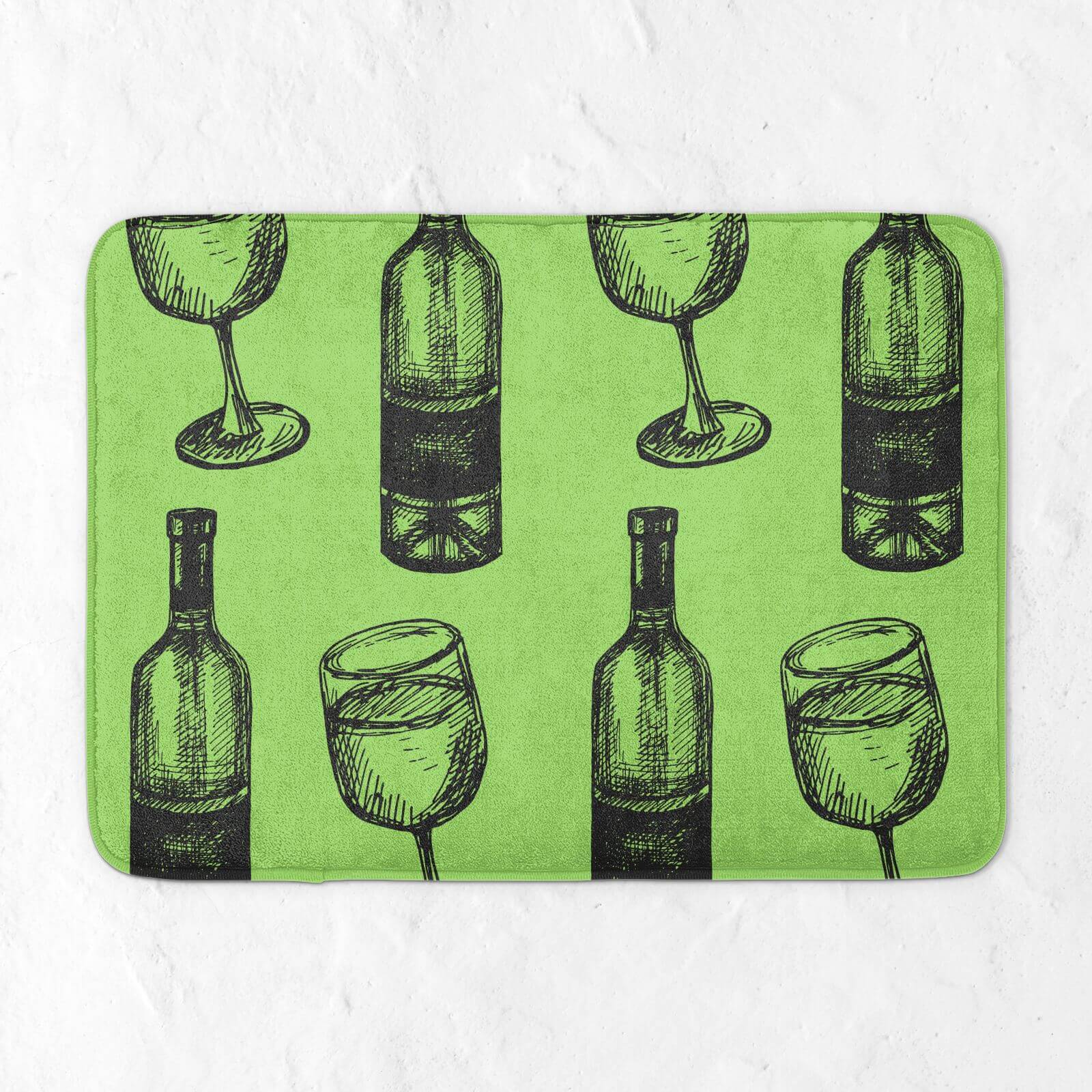 White Wine And Bottle Bath Mat